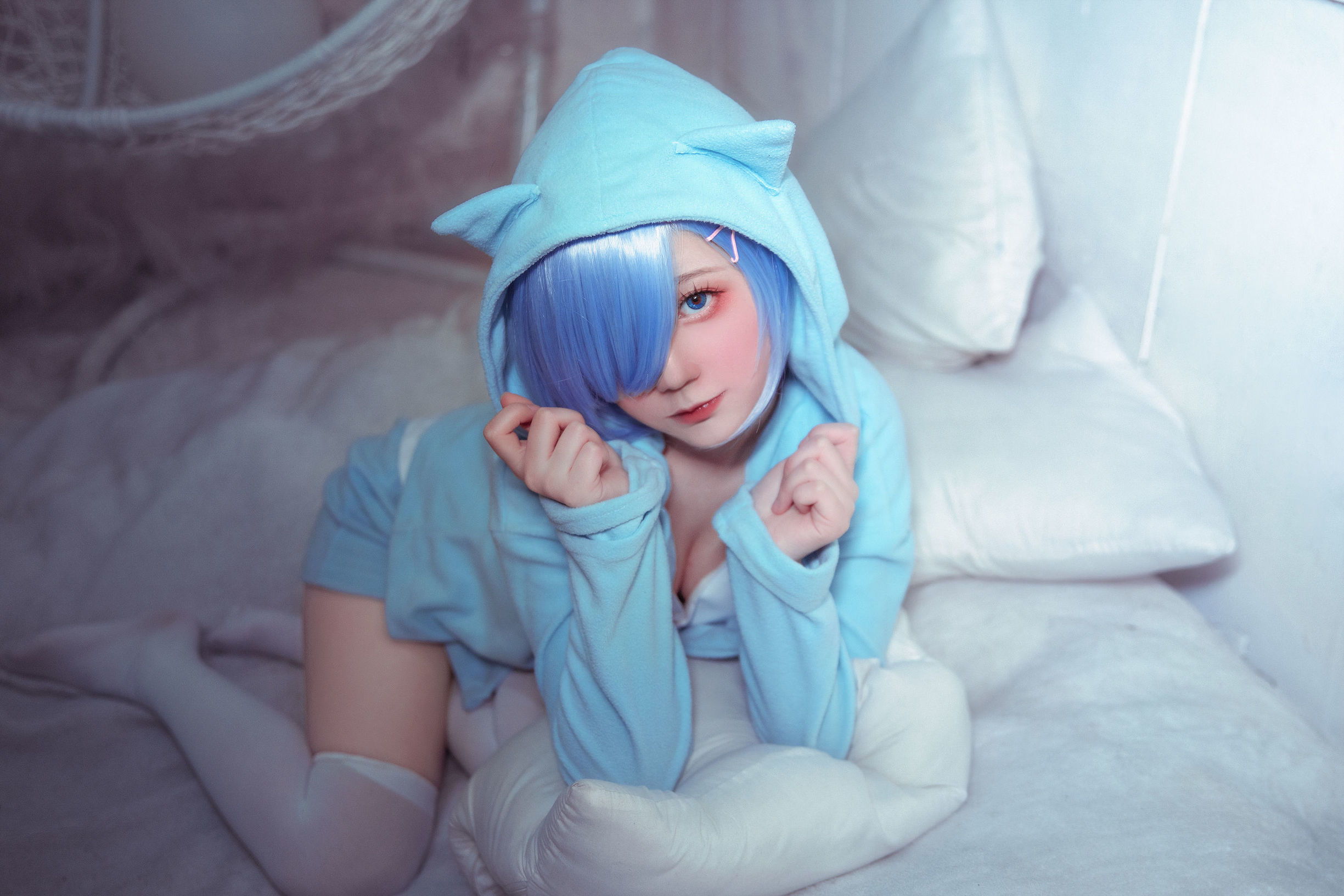 Cosplay寫真] 動漫博主弦音sic - RE從零開始的異世界生活 蕾姆貓咪睡衣
