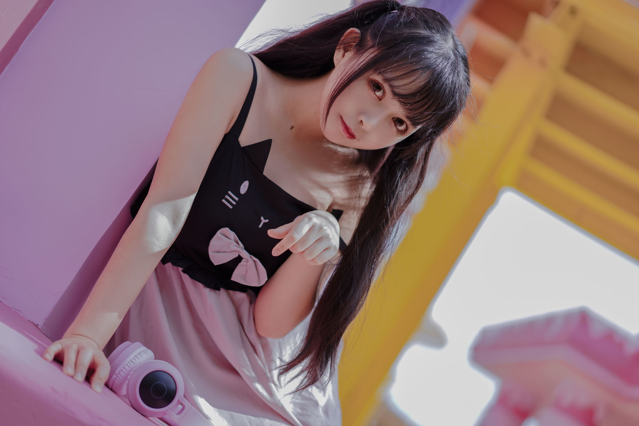 Cosplay寫真] 大眼萌妹黑貓貓OvO - 粉紅