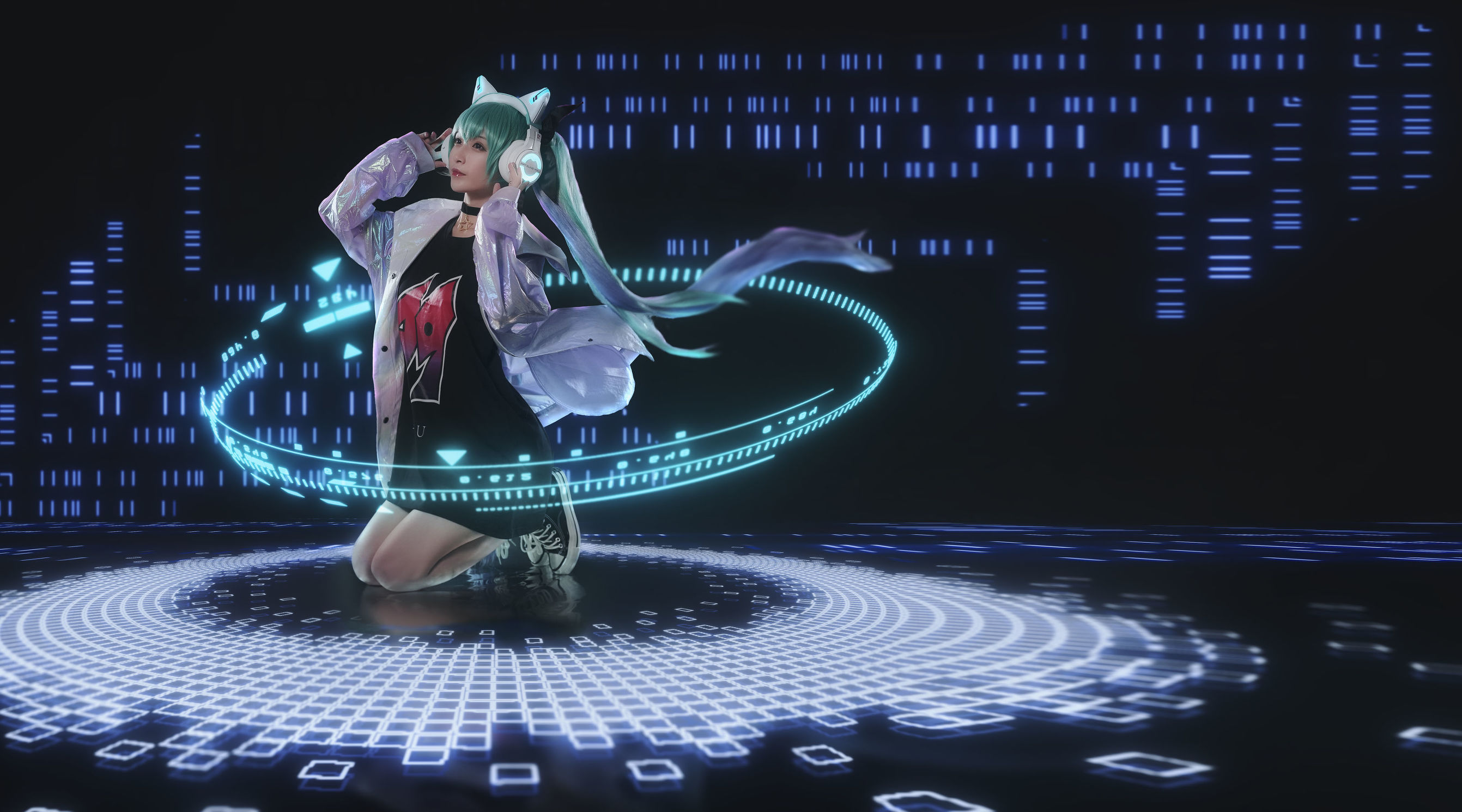 Cosplay ảnh] Blogger anime Tế Bảng Thiêu Quỷ Vũ W - Yêu Vũ tai nghe Miku