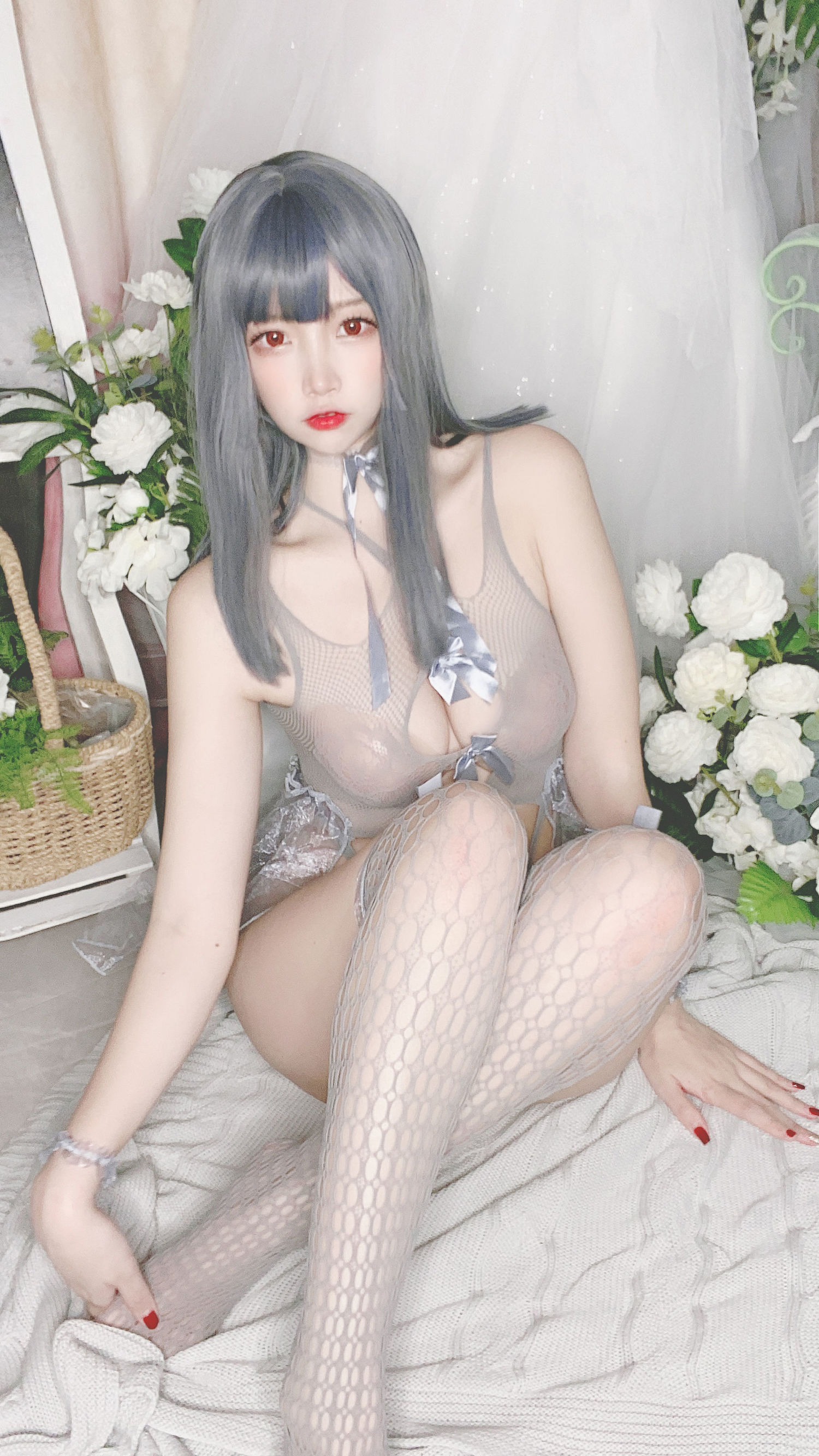 Cosplay Photos] Popular Coser Er Zuo Nisa - Blue Mesh Bikini