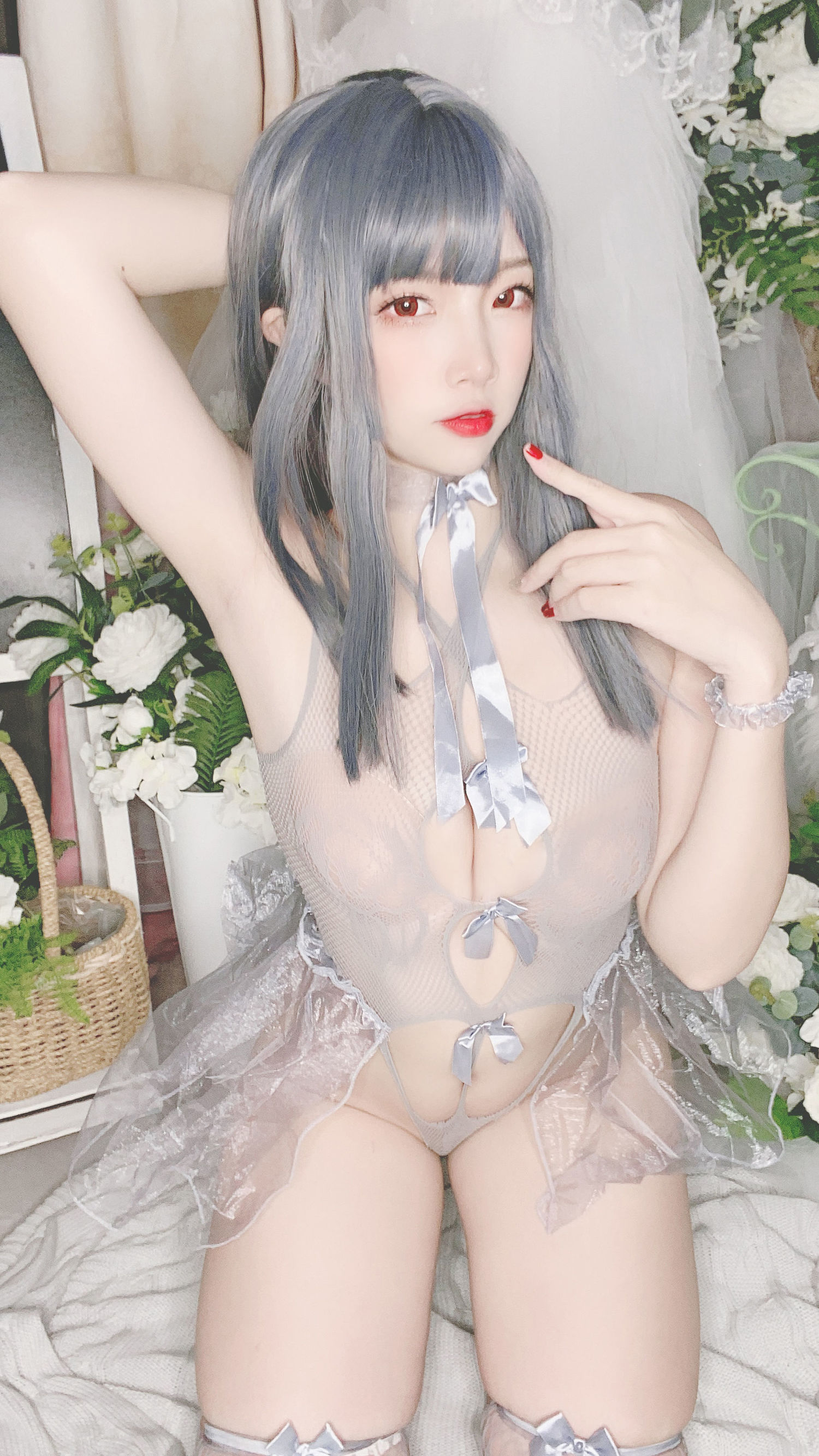 Cosplay Photos] Popular Coser Er Zuo Nisa - Blue Mesh Bikini