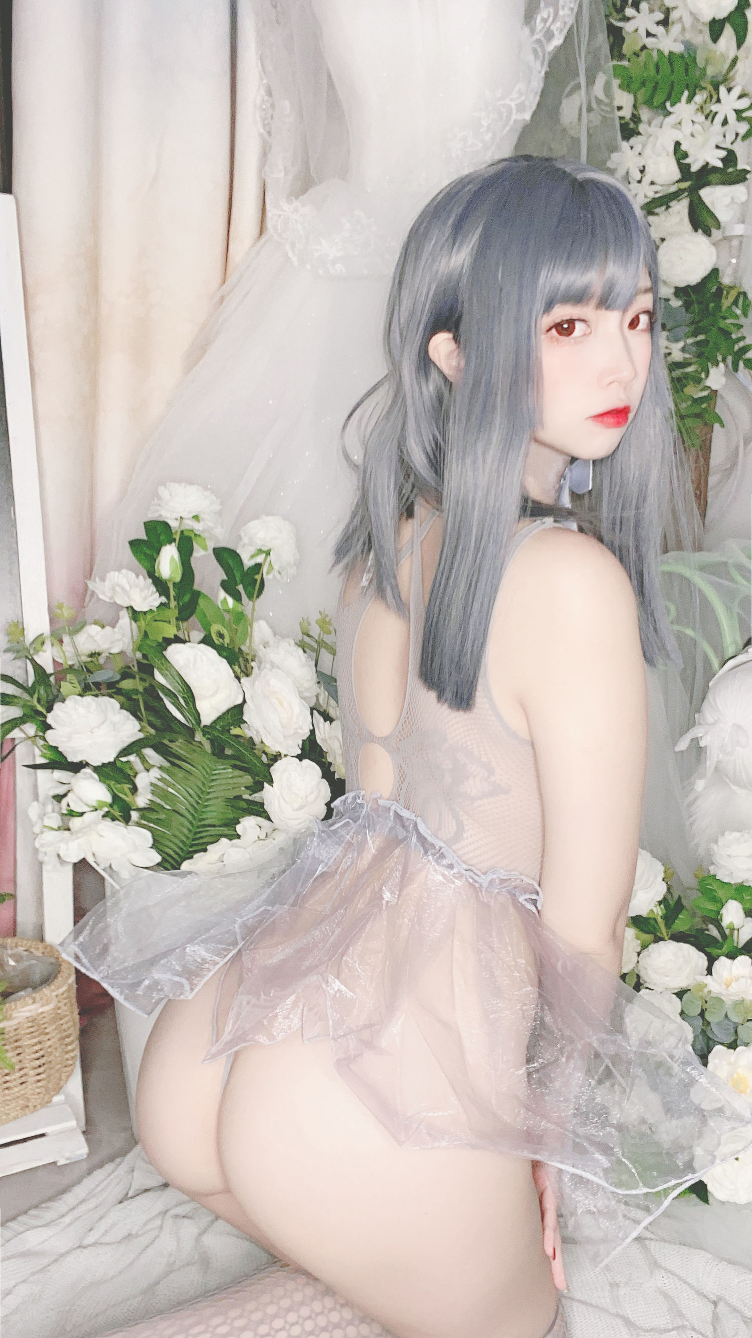 Cosplay Ảnh] Coser nổi tiếng Er Zuo Nisa - Bikini lưới màu xanh