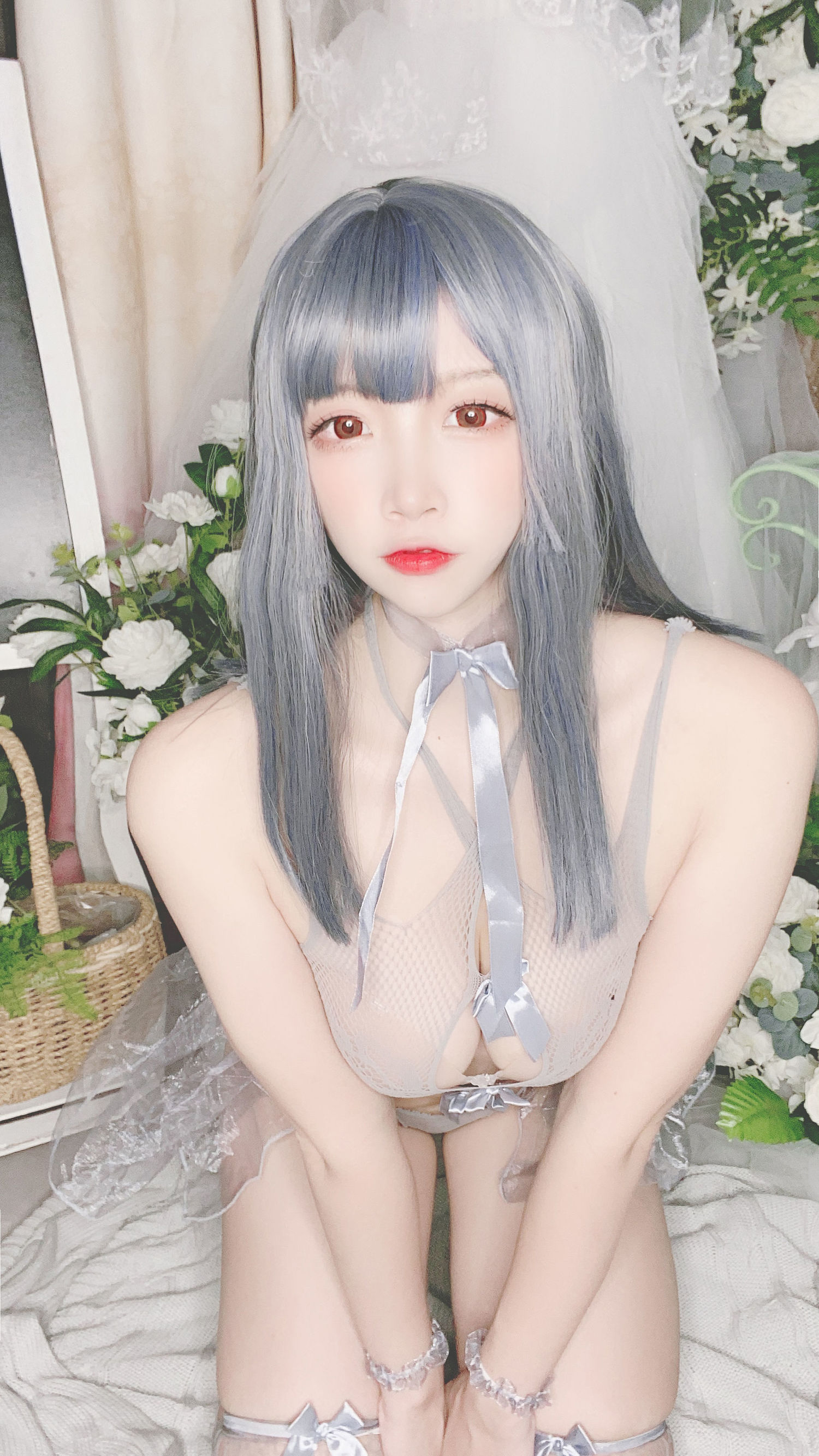 Cosplay Ảnh] Coser nổi tiếng Er Zuo Nisa - Bikini lưới màu xanh