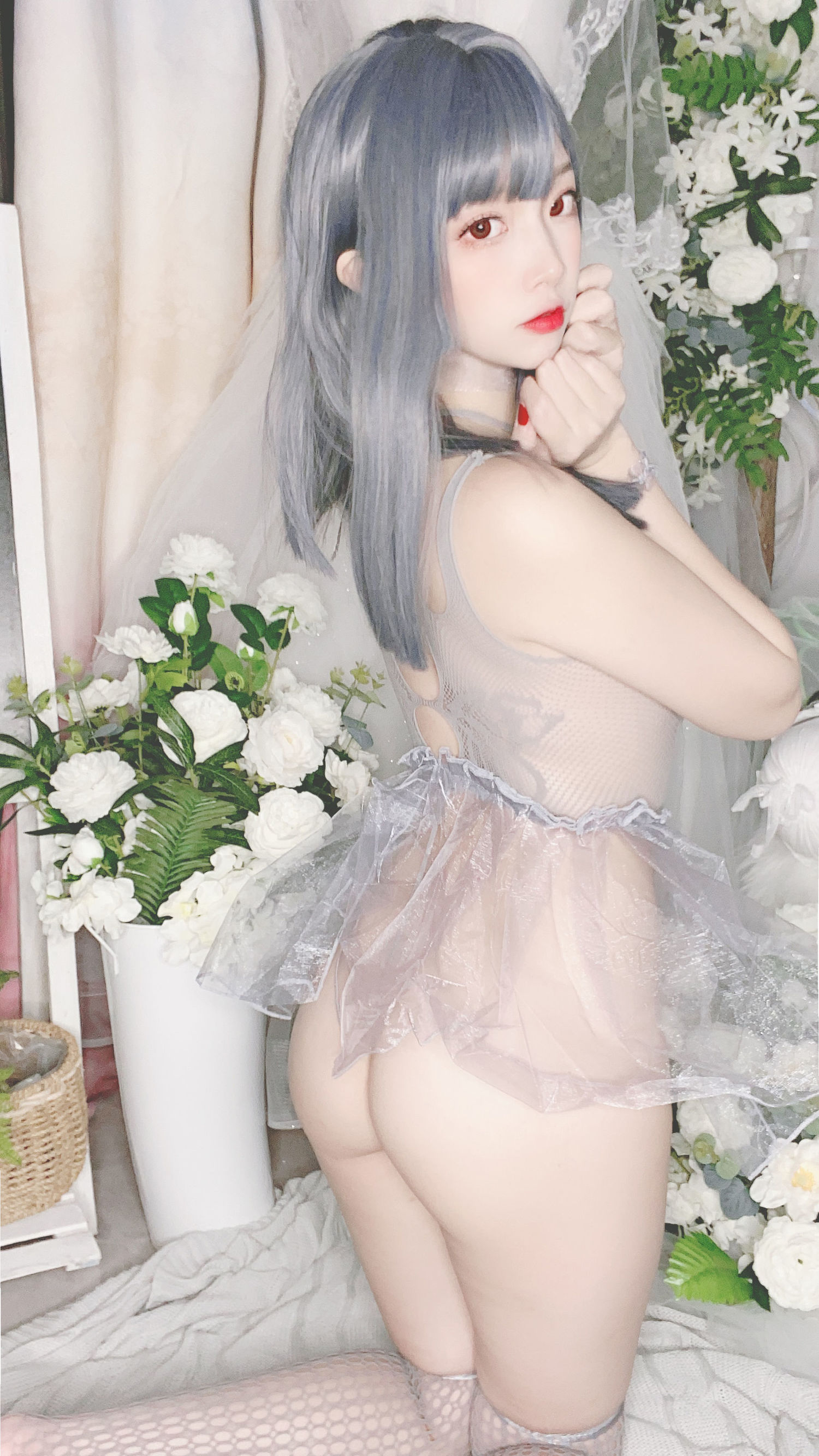 Cosplay Ảnh] Coser nổi tiếng Er Zuo Nisa - Bikini lưới màu xanh
