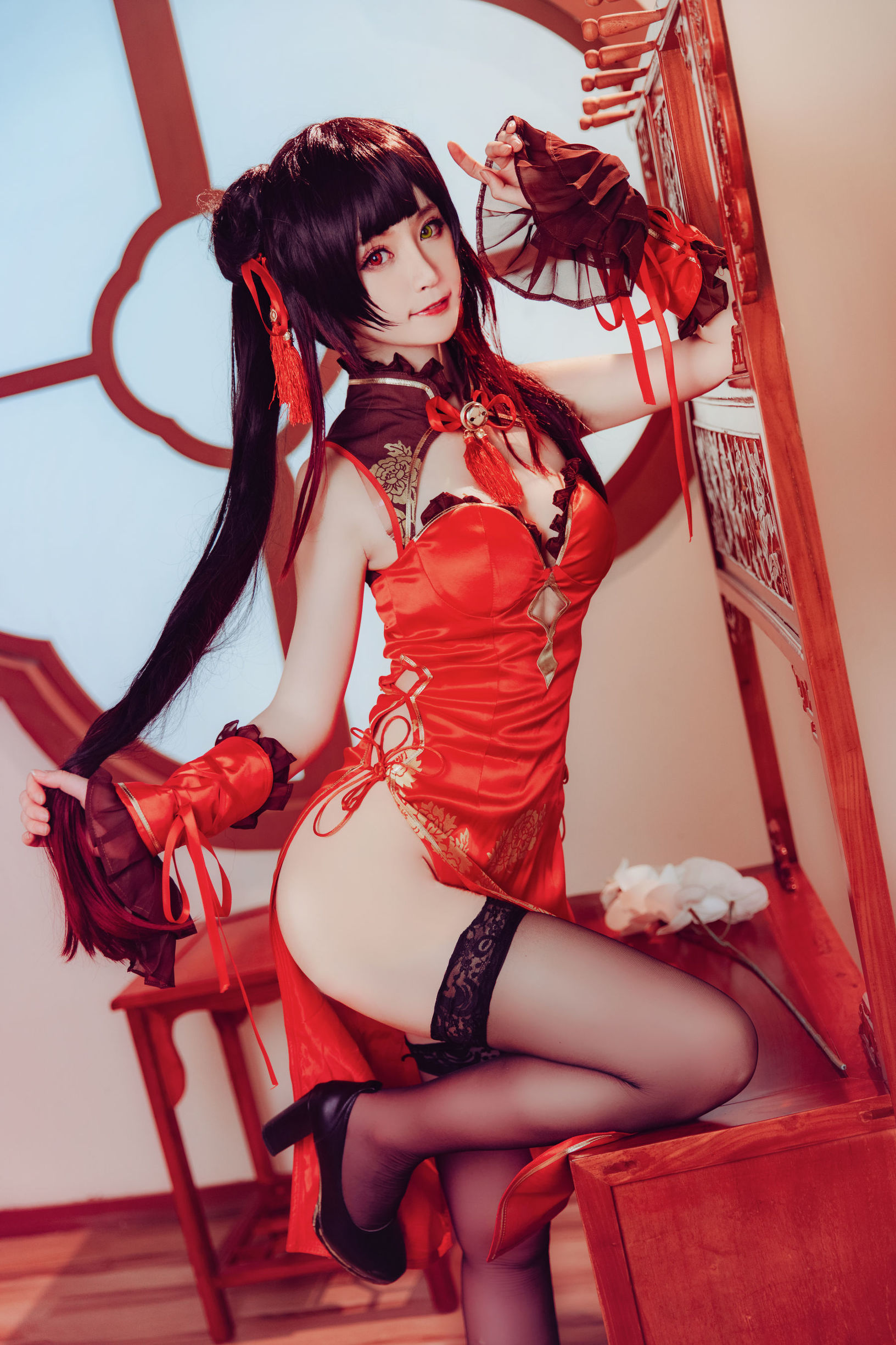 Cosplay寫真] 萌寵博主yui金魚 - 時崎狂三 旗袍