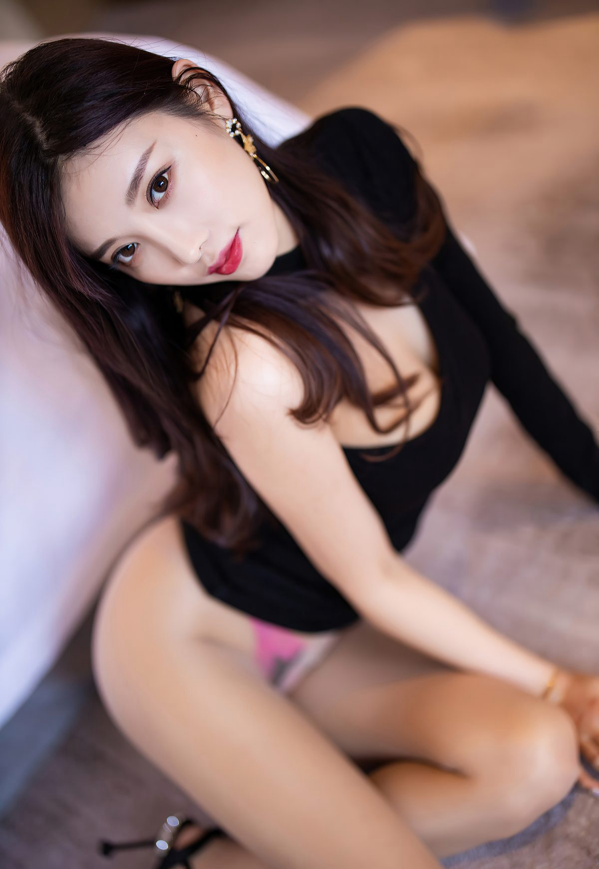 Yang Chenchen sugar2021 premium long legs flesh-colored stockings high heels thong perfect pouting buttocks pose