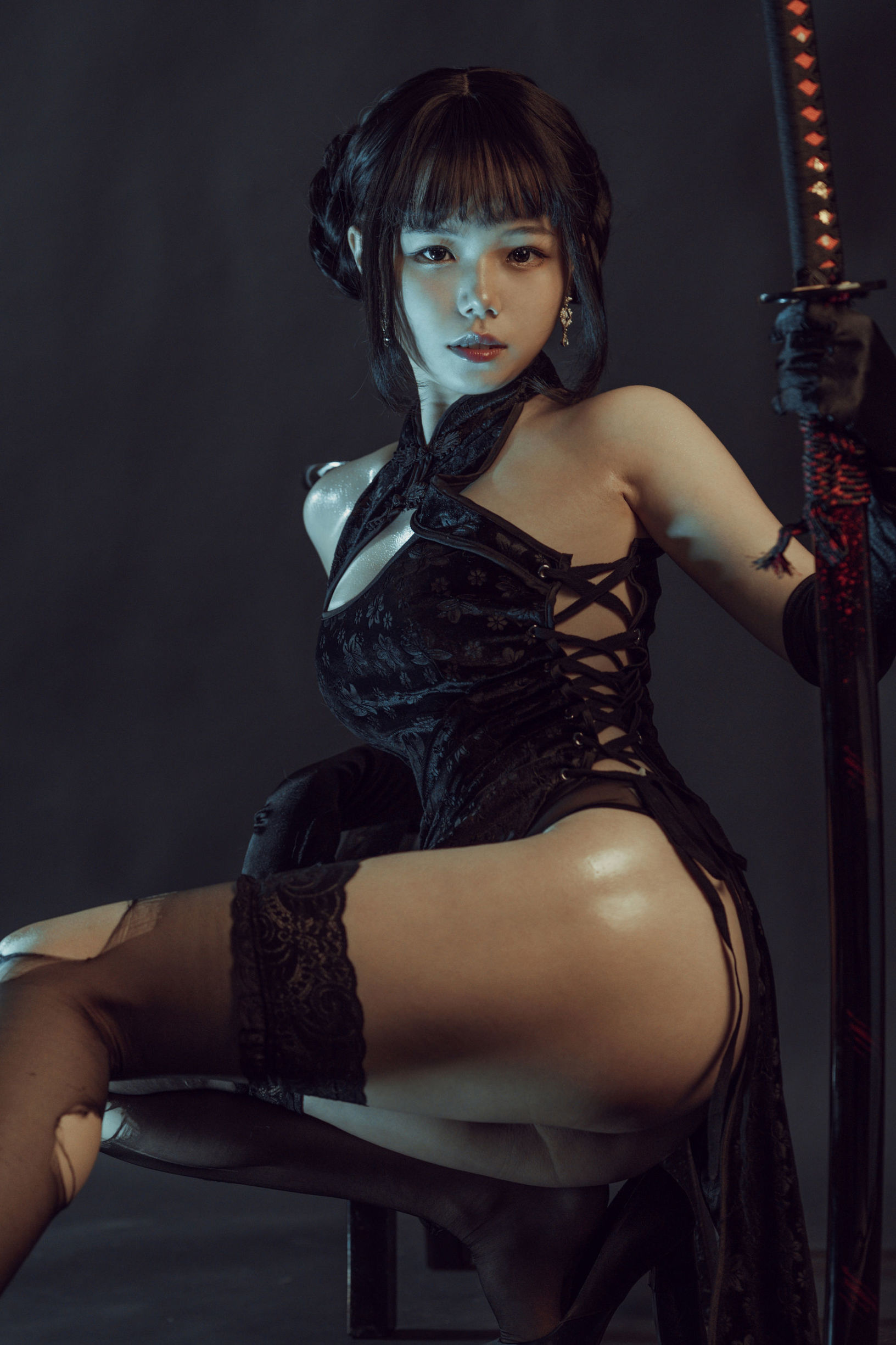 Internet Celebrity Cosplayer] July Meowzi - Black Qipao