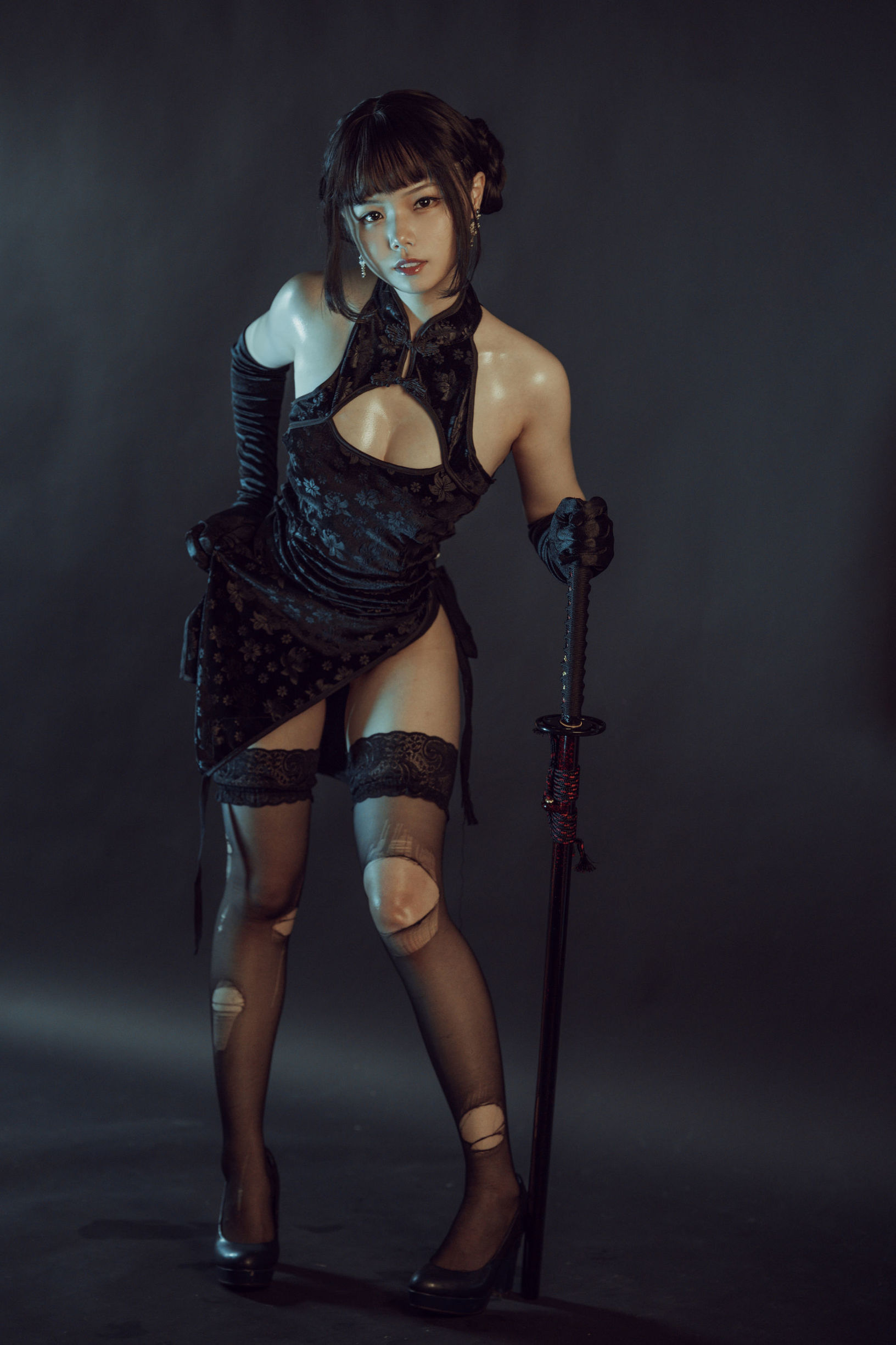 Internet Celebrity Cosplayer] July Meowzi - Black Qipao