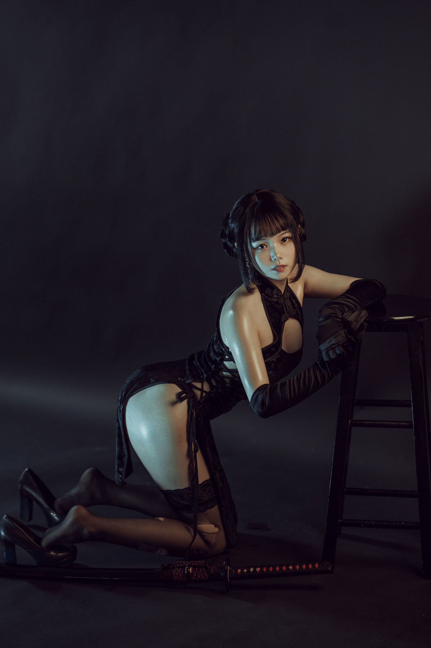 Internet Celebrity Cosplayer] July Meowzi - Black Qipao