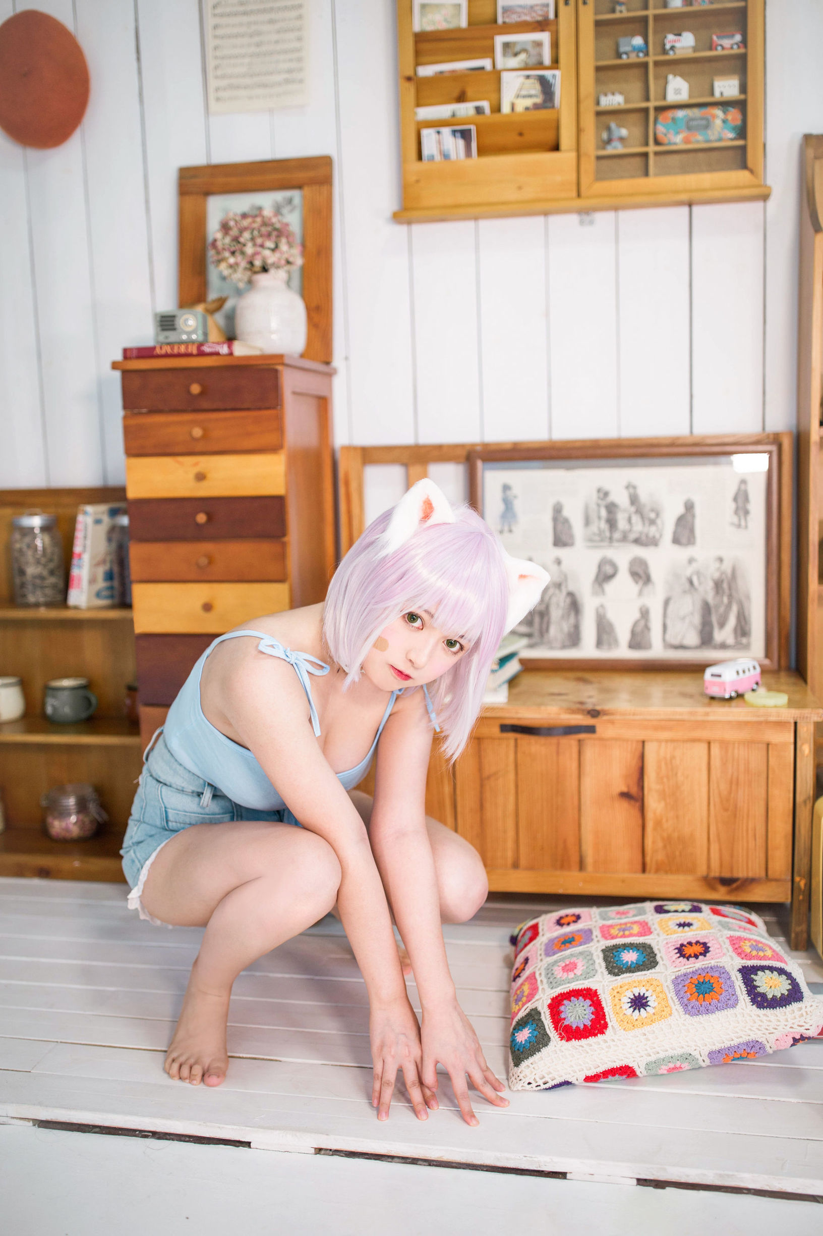 網紅COSER] 大眼萌妹黑貓貓OvO - 養貓小課堂