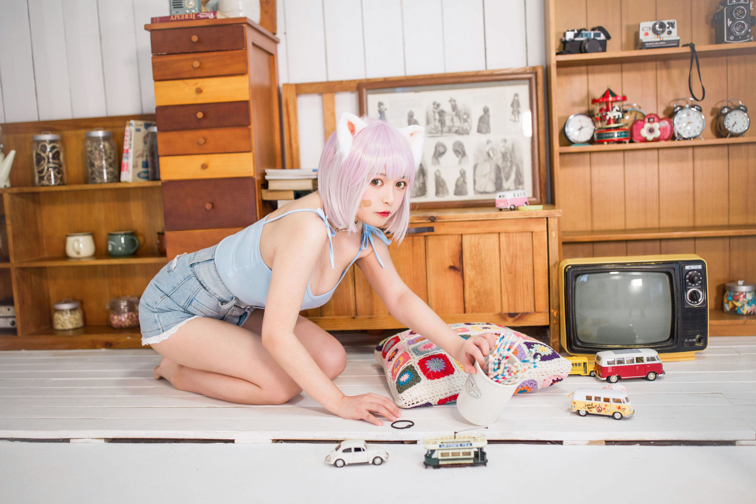網紅COSER] 大眼萌妹黑貓貓OvO - 養貓小課堂