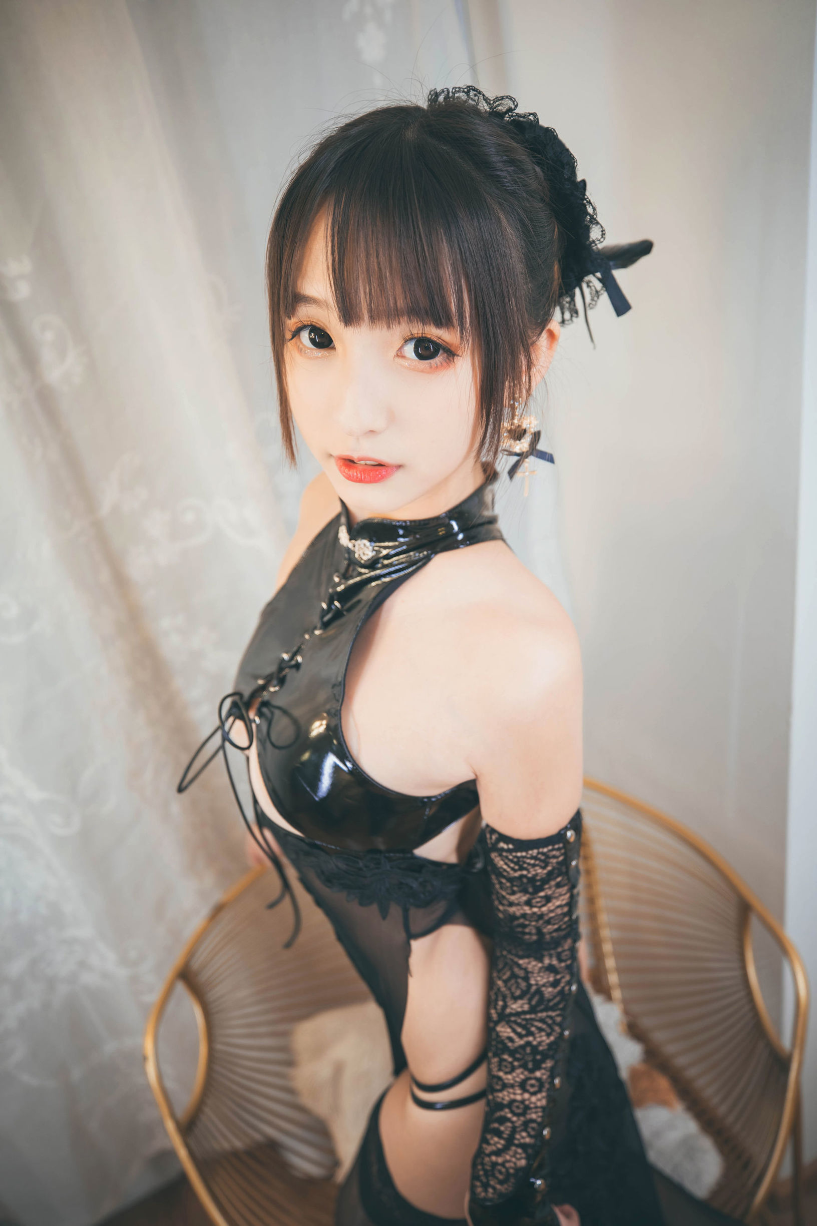 Internet Celebrity Coser]  belle ta Kagurazaka Mafuyu's Wind and Moon - Black Qipao