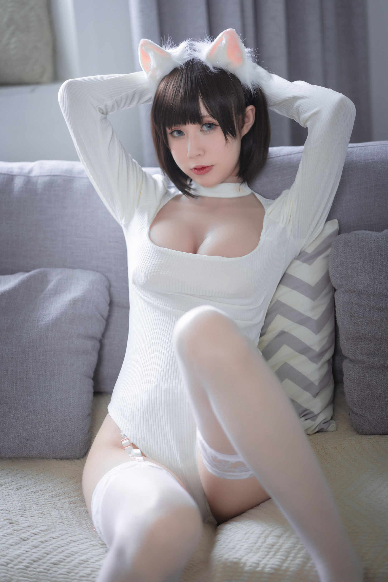 ワンホン COSER] 西園寺南歌 - 白猫 白色ボディスーツ