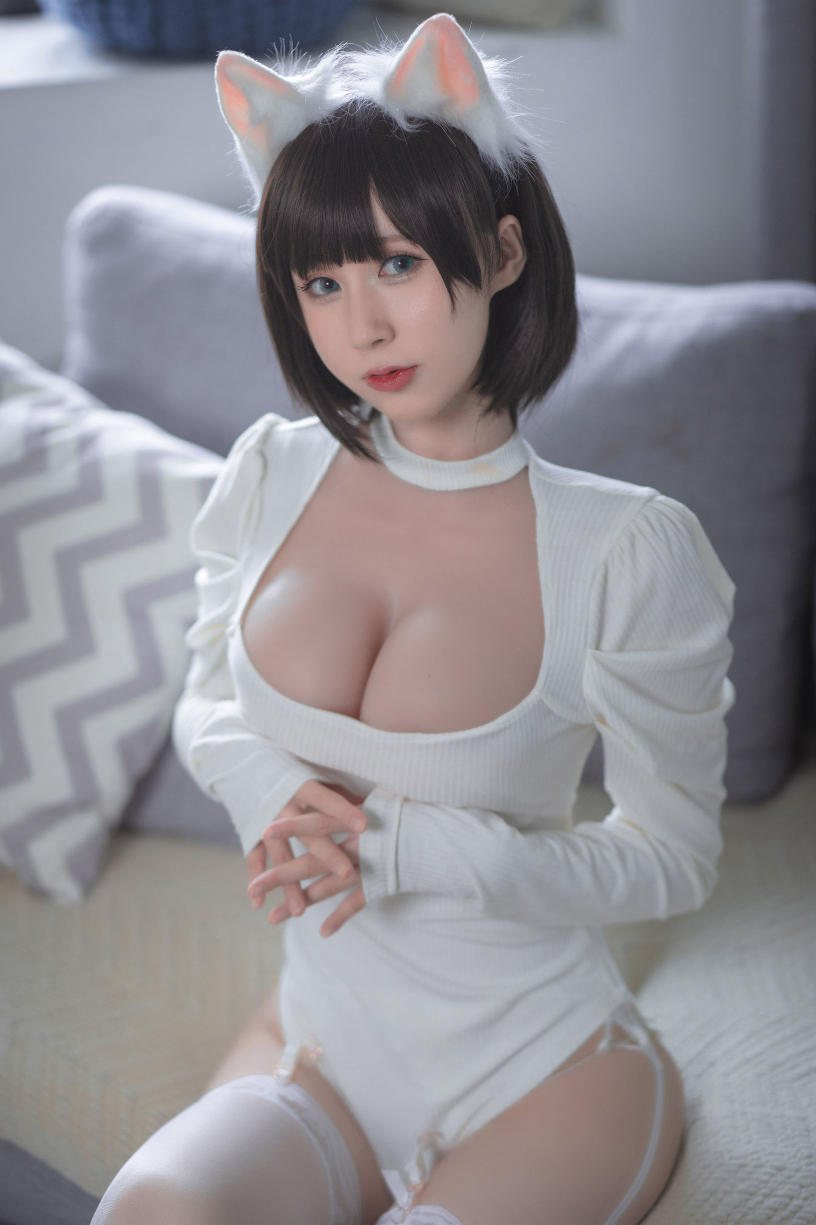 ワンホン COSER] 西園寺南歌 - 白猫 白色ボディスーツ