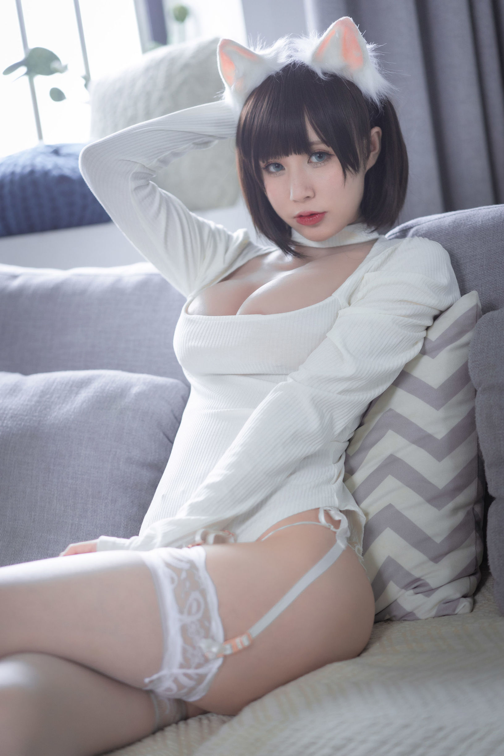 ワンホン COSER] 西園寺南歌 - 白猫 白色ボディスーツ
