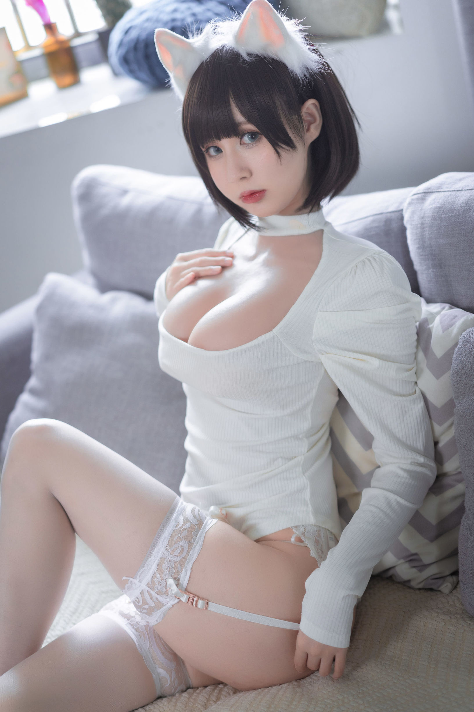 ワンホン COSER] 西園寺南歌 - 白猫 白色ボディスーツ