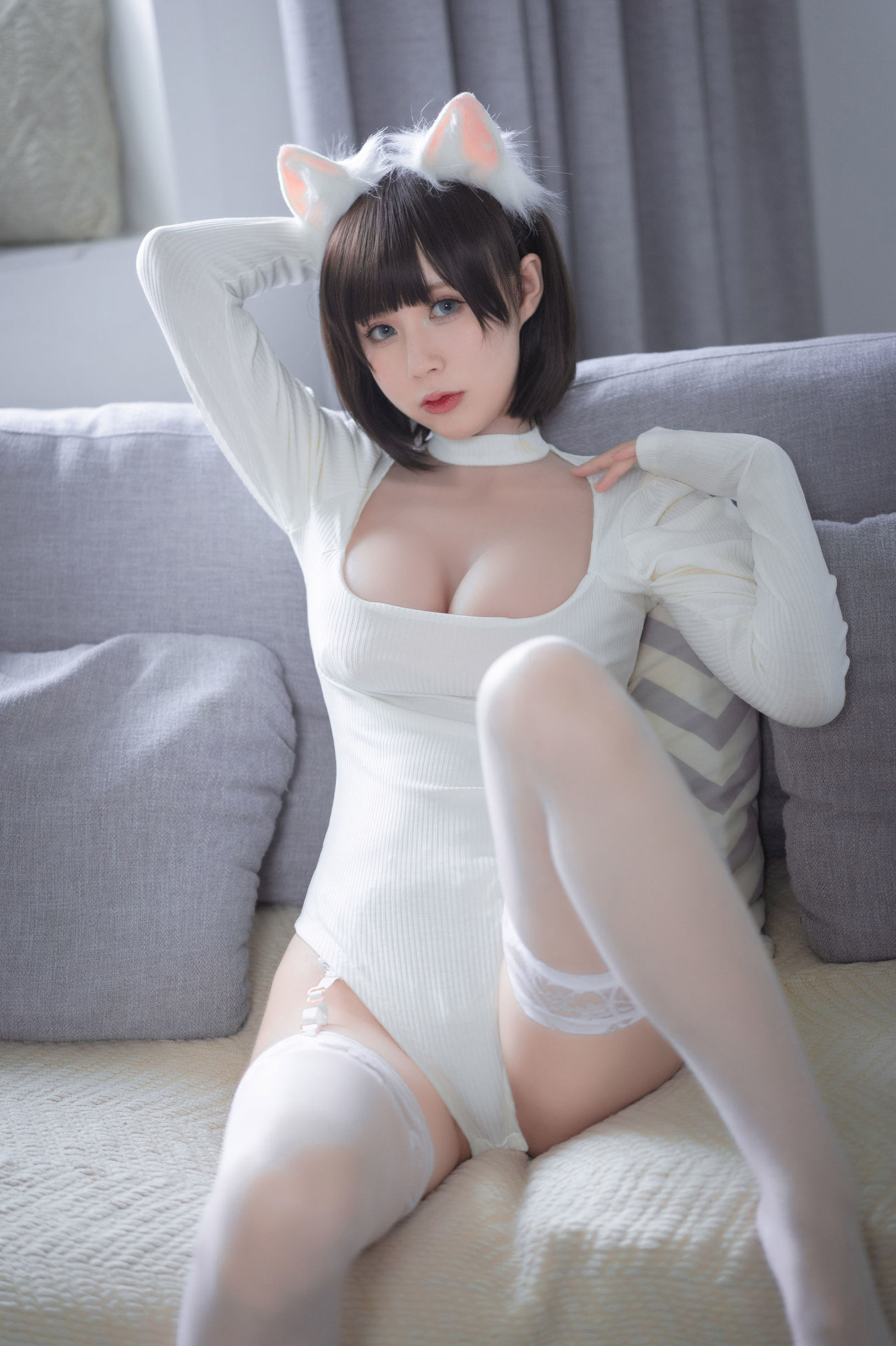 ワンホン COSER] 西園寺南歌 - 白猫 白色ボディスーツ