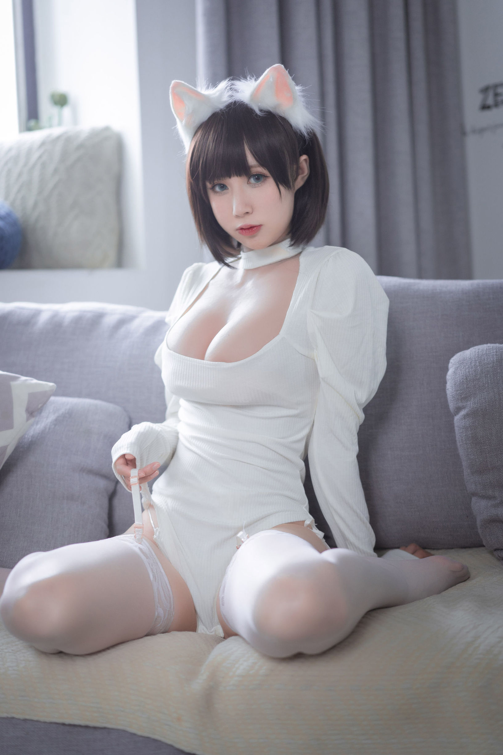 ワンホン COSER] 西園寺南歌 - 白猫 白色ボディスーツ