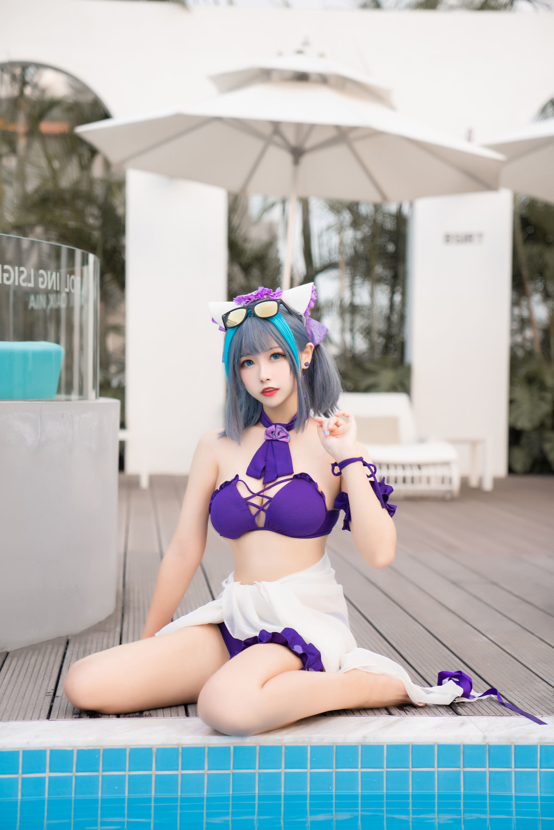 COS Phúc lợi] Cô gái Weibo Momoko Aoi - Cheshire Đồ bơi