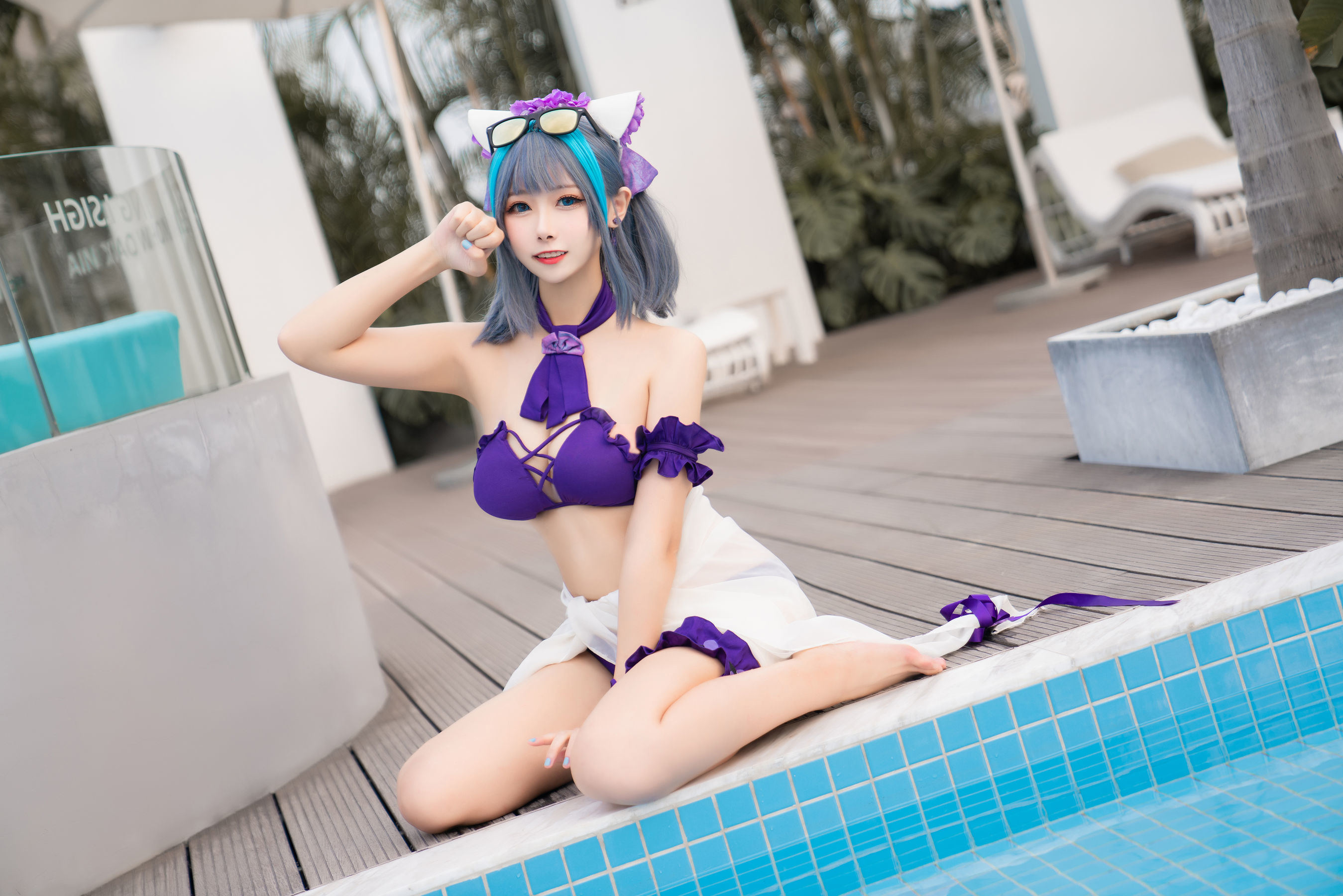 COS Phúc lợi] Cô gái Weibo Momoko Aoi - Cheshire Đồ bơi