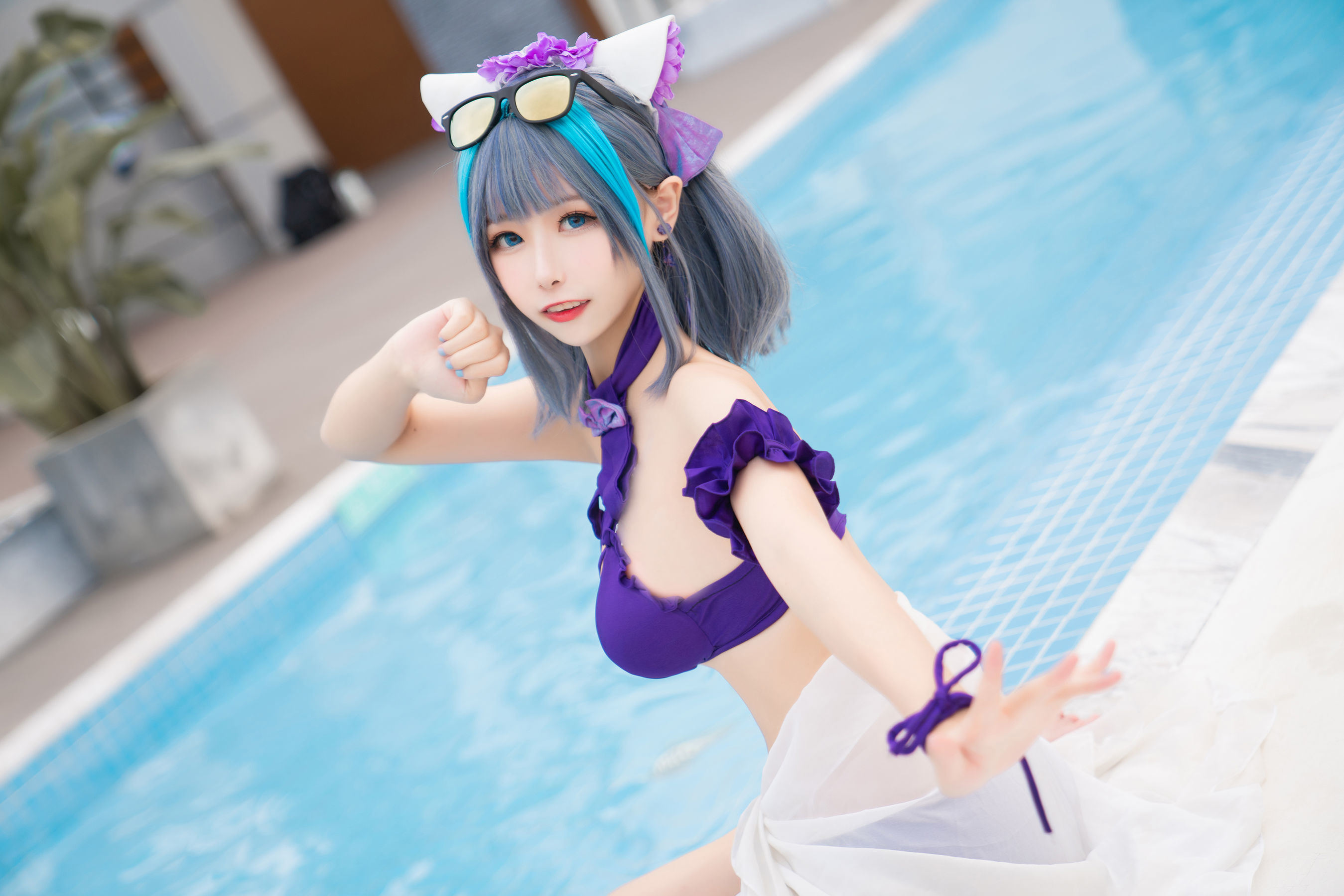 COS Phúc lợi] Cô gái Weibo Momoko Aoi - Cheshire Đồ bơi