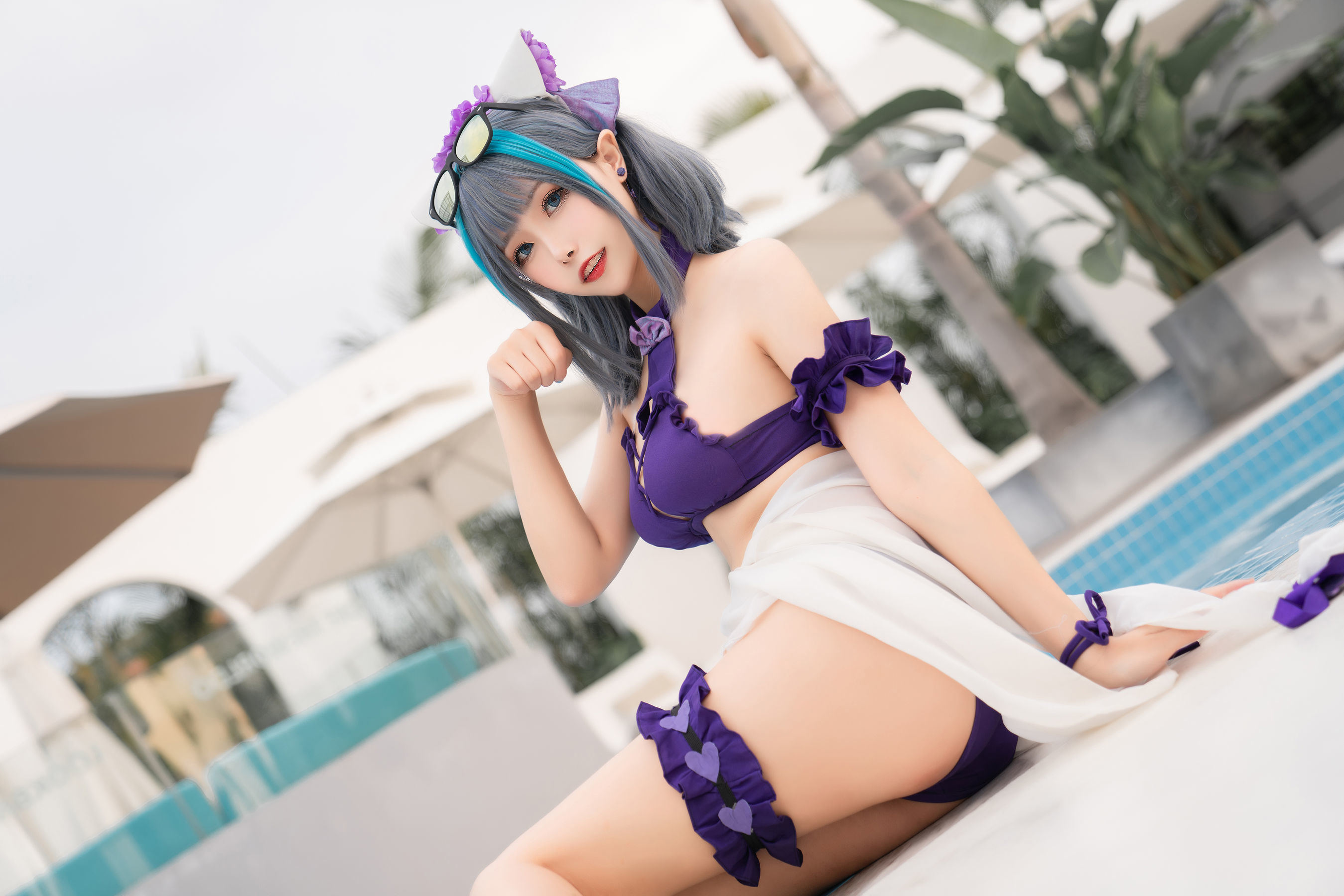 COS Phúc lợi] Cô gái Weibo Momoko Aoi - Cheshire Đồ bơi