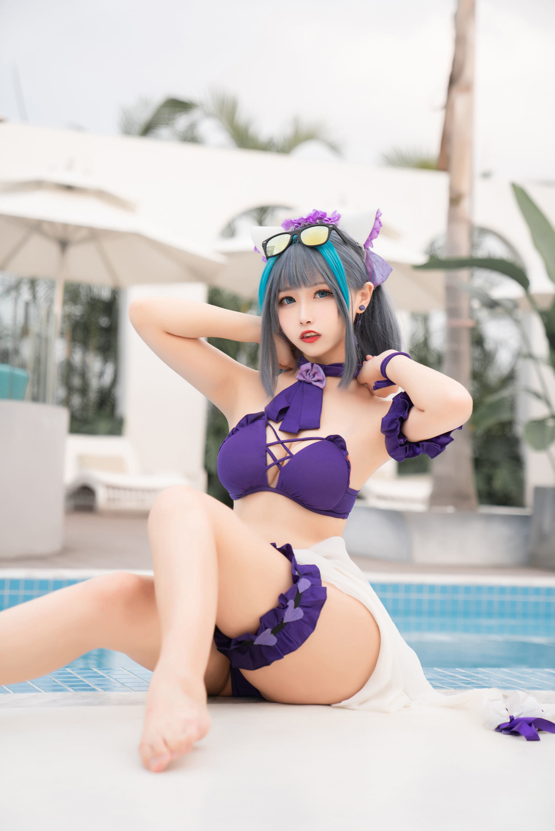 COS Phúc lợi] Cô gái Weibo Momoko Aoi - Cheshire Đồ bơi