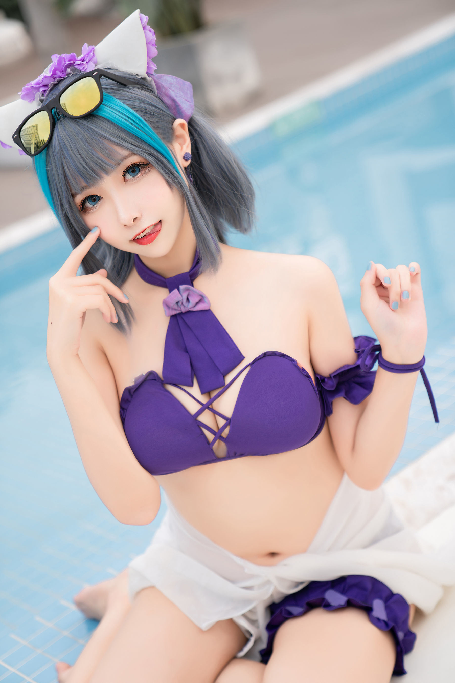 COS Phúc lợi] Cô gái Weibo Momoko Aoi - Cheshire Đồ bơi
