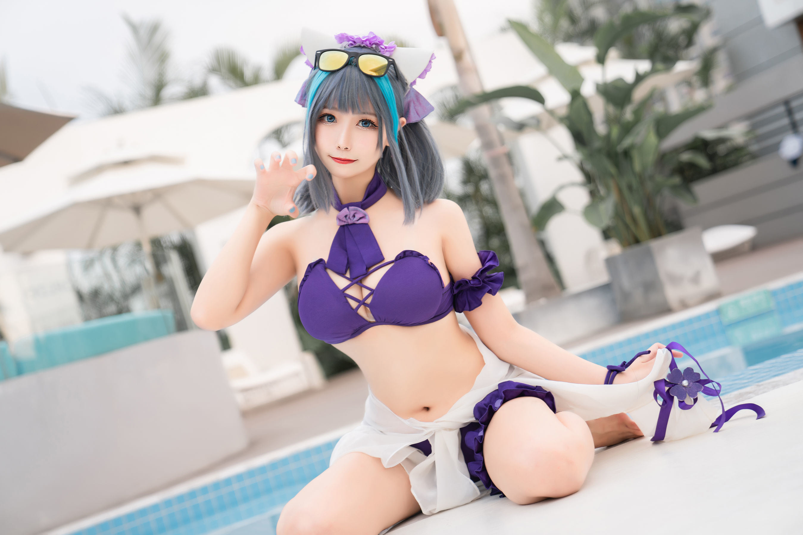 Cosplay Welfare] Weibo Girl Momoko Aoi - Cheshire Swimsuit