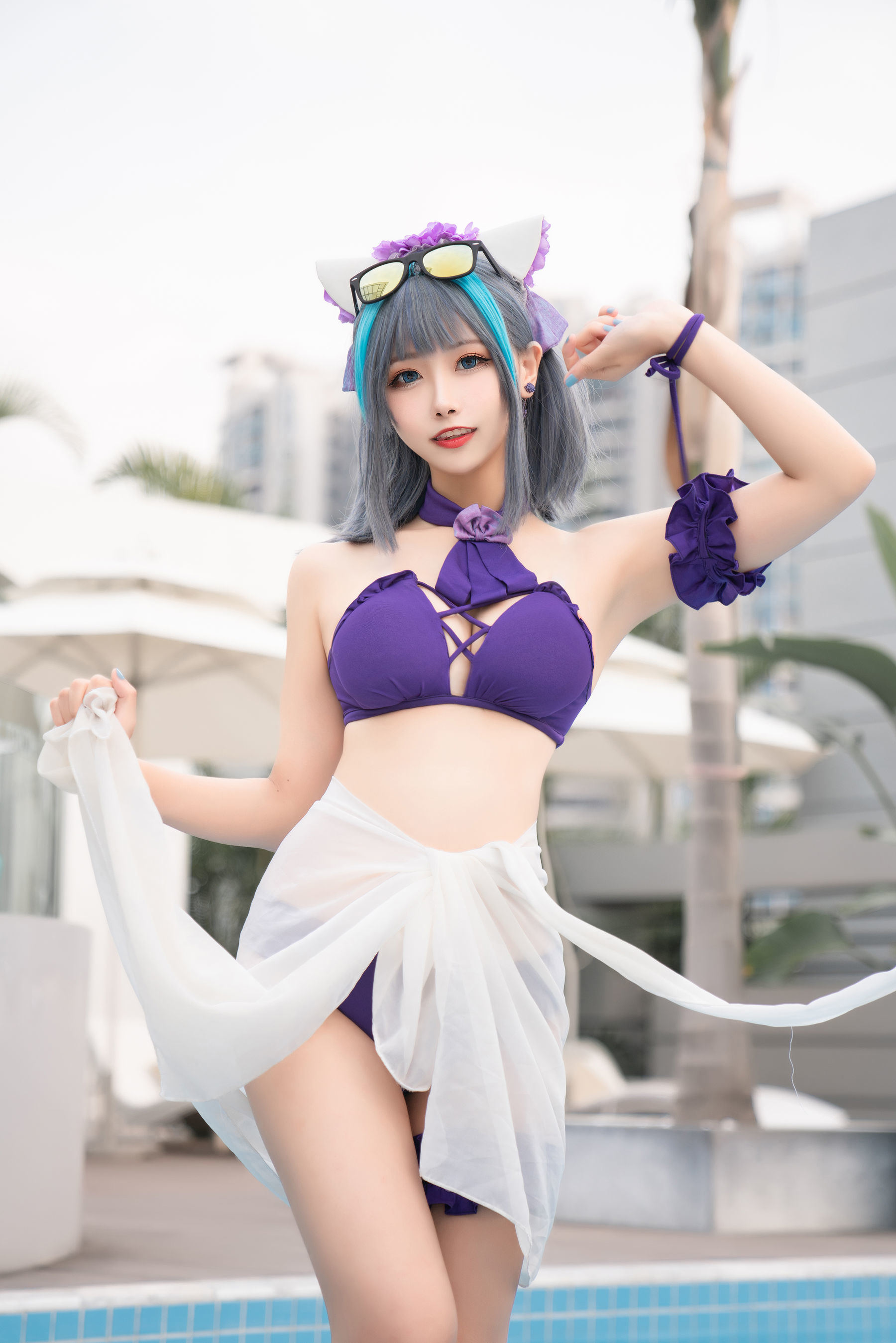 Cosplay Welfare] Weibo Girl Momoko Aoi - Cheshire Swimsuit