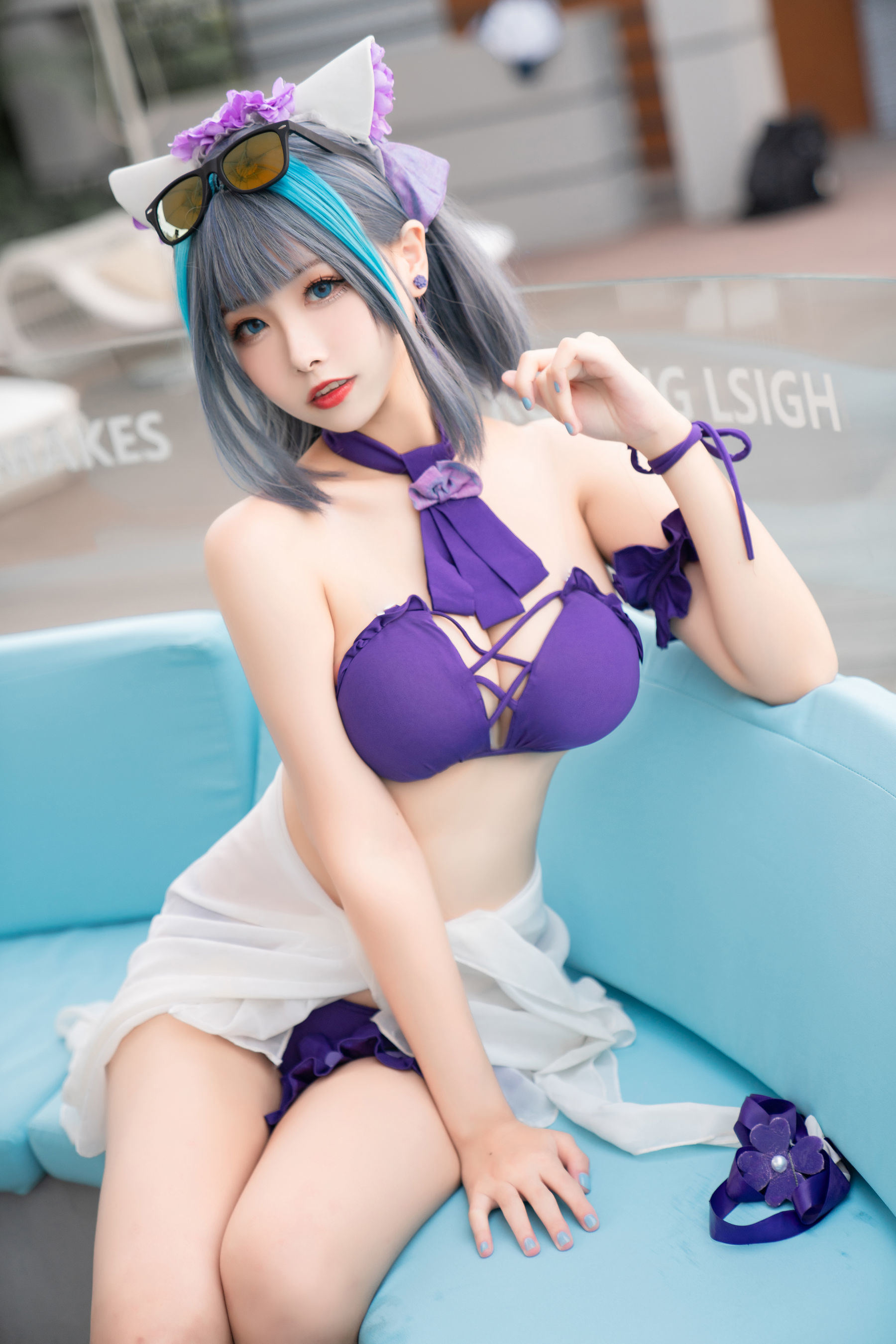 Cosplay Welfare] Weibo Girl Momoko Aoi - Cheshire Swimsuit
