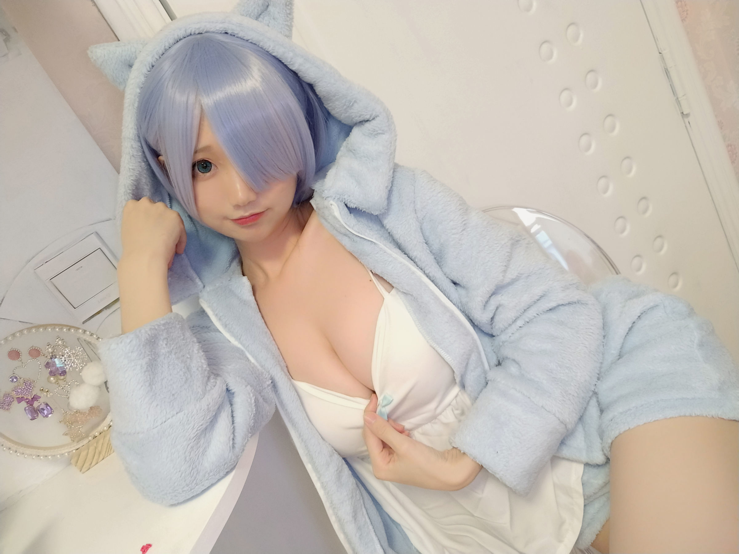 COS福利] 娜吉莎魔物喵[fantia] - 雷姆-貓耳睡衣