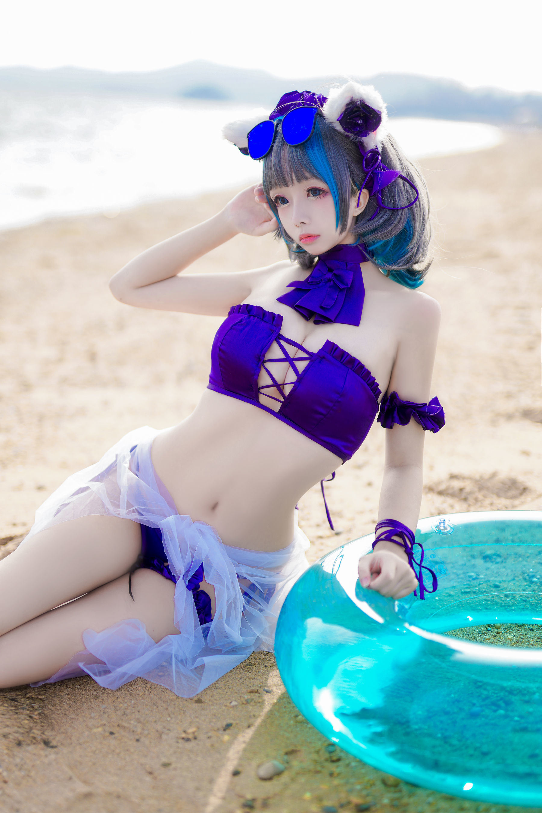 COS Phúc lợi] Cosplay Nhật Nãi Giao - Mèo Cheshire Đồ bơi