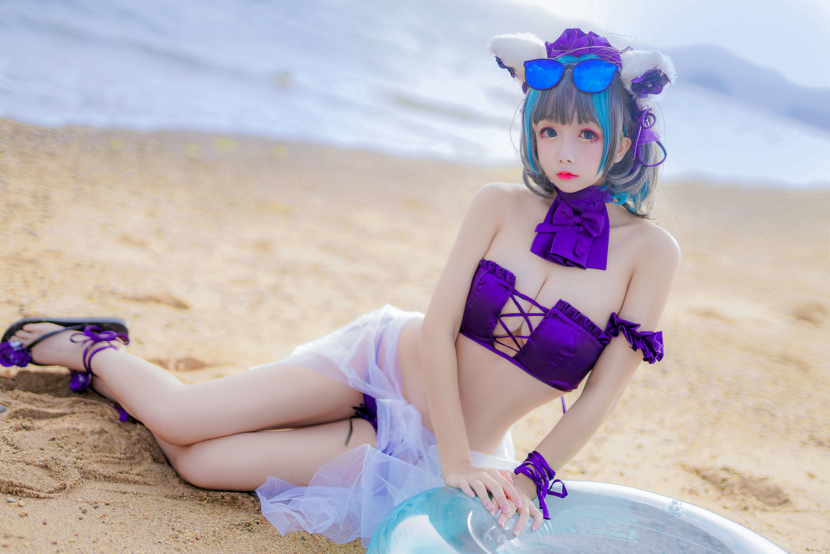 COS Phúc lợi] Cosplay Nhật Nãi Giao - Mèo Cheshire Đồ bơi