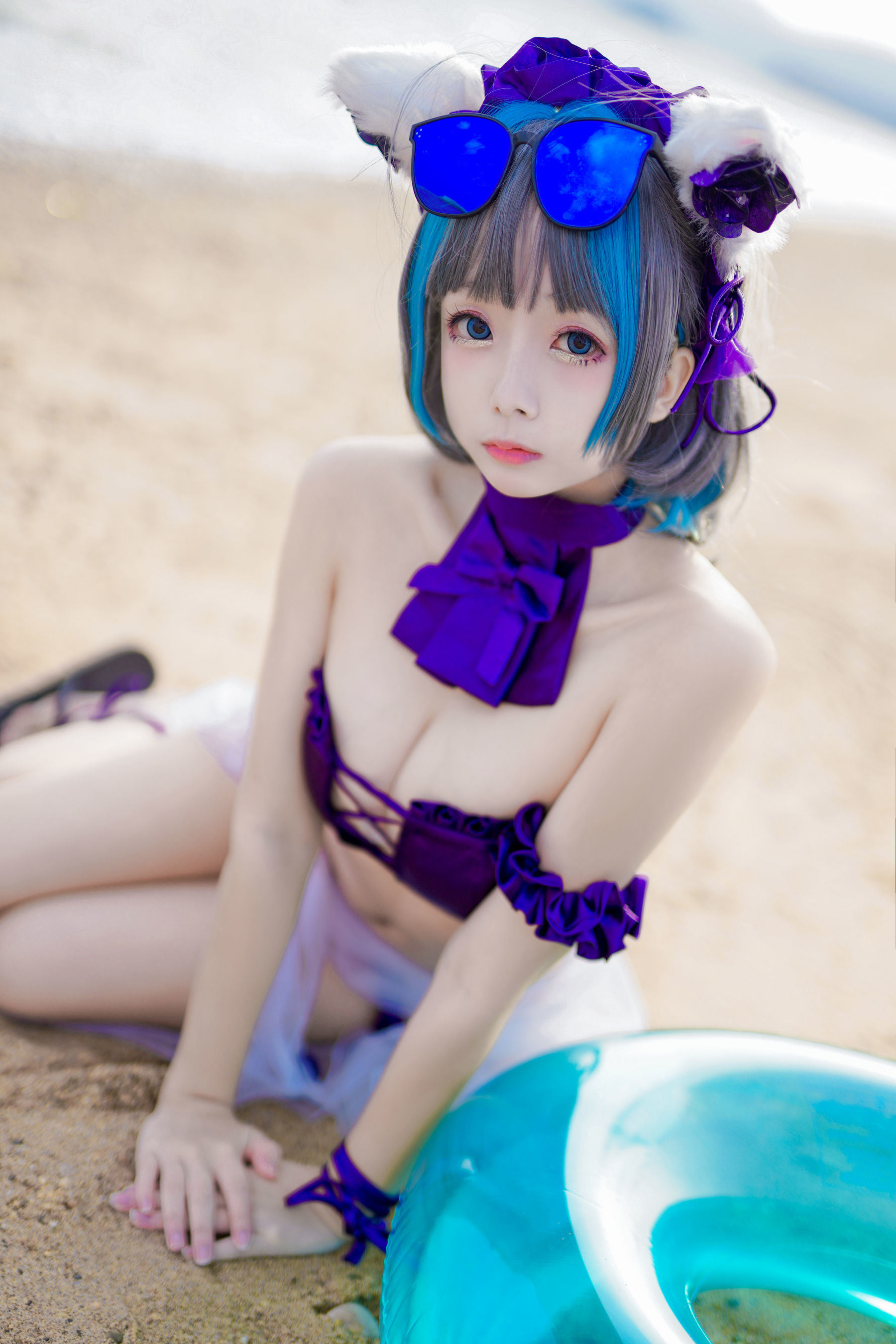 COS Phúc lợi] Cosplay Nhật Nãi Giao - Mèo Cheshire Đồ bơi