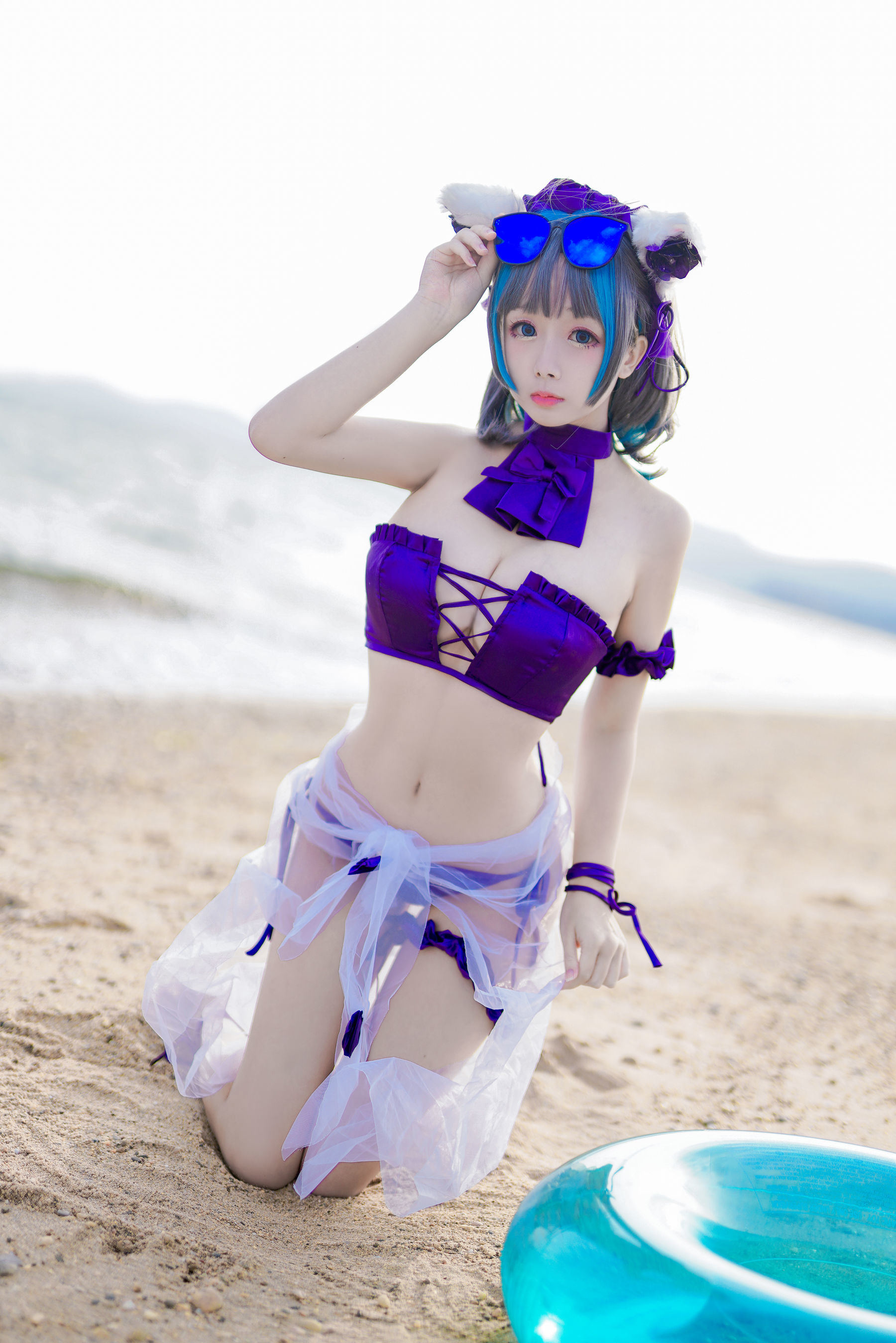 COS Phúc lợi] Cosplay Nhật Nãi Giao - Mèo Cheshire Đồ bơi