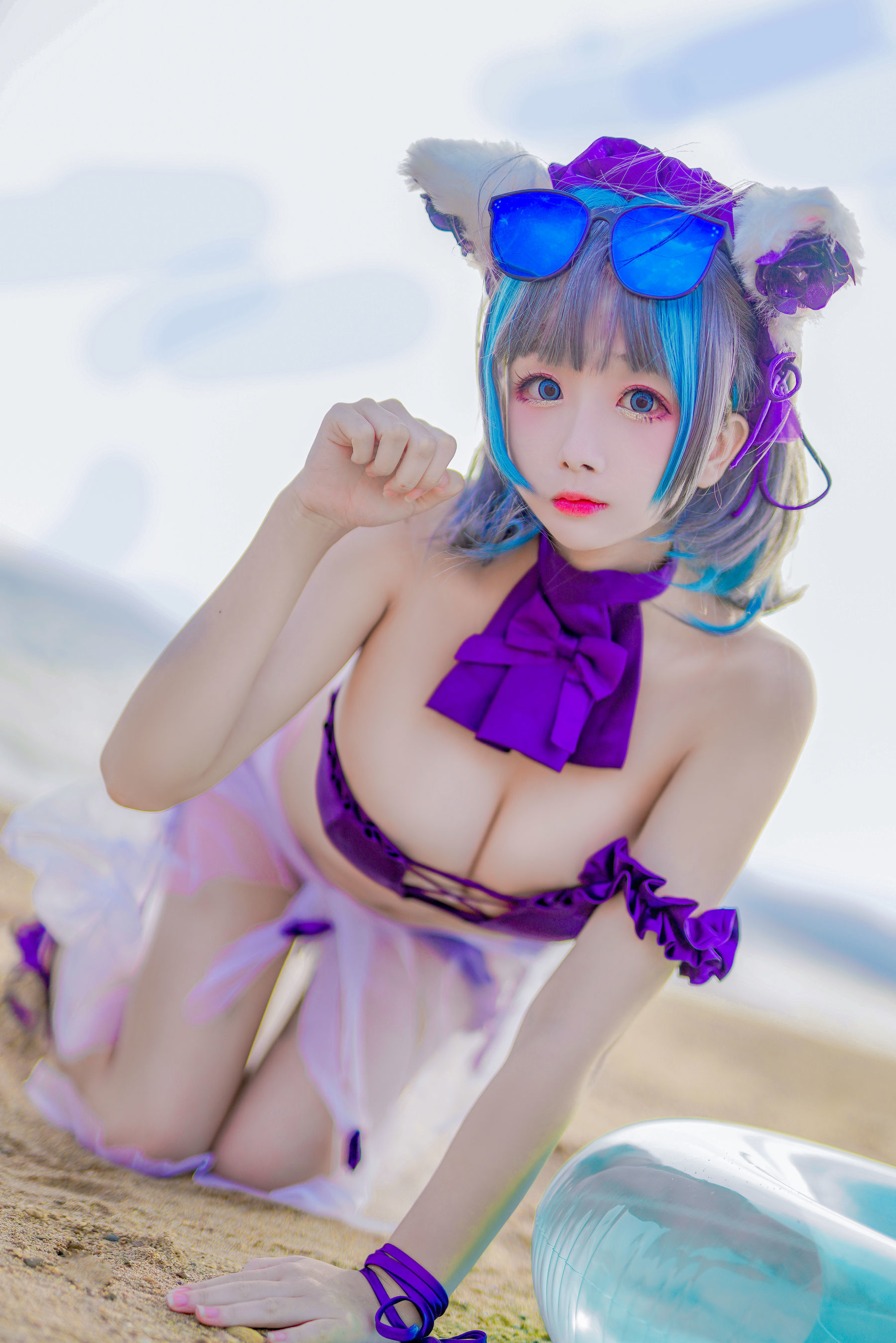 COS Phúc lợi] Cosplay Nhật Nãi Giao - Mèo Cheshire Đồ bơi