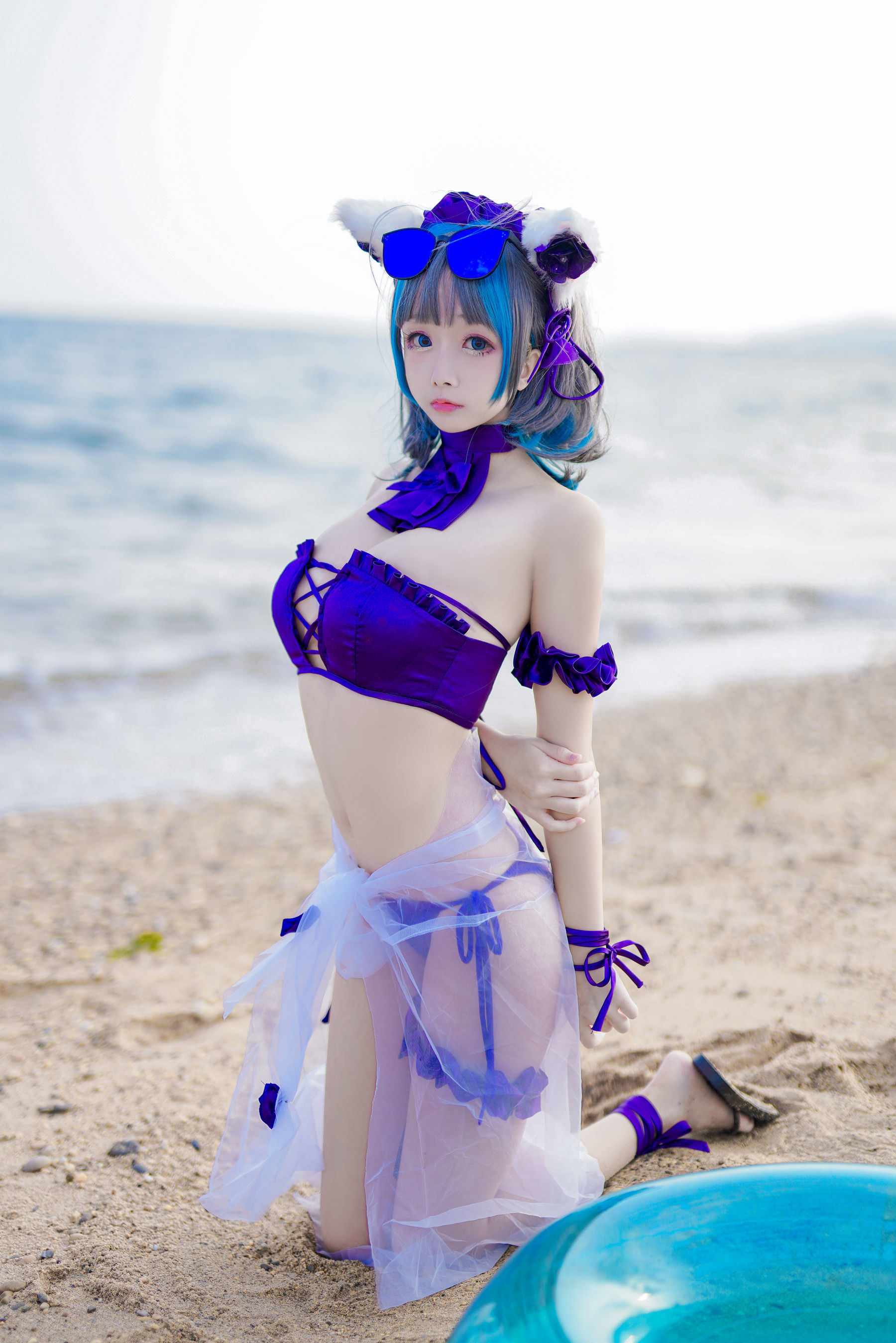 COS Phúc lợi] Cosplay Nhật Nãi Giao - Mèo Cheshire Đồ bơi