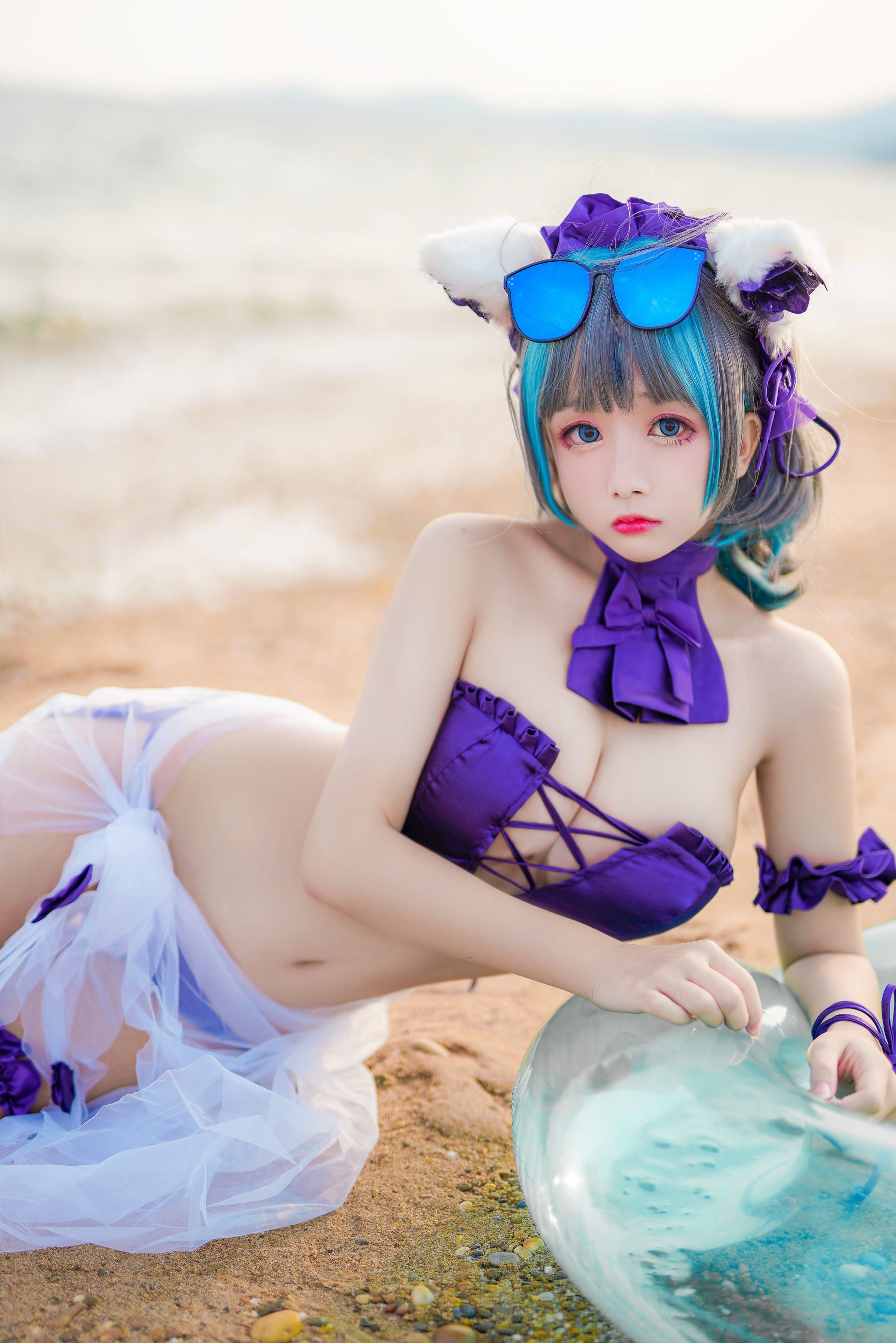 COS福利] Cosplay日奈嬌 - 柴郡貓泳裝