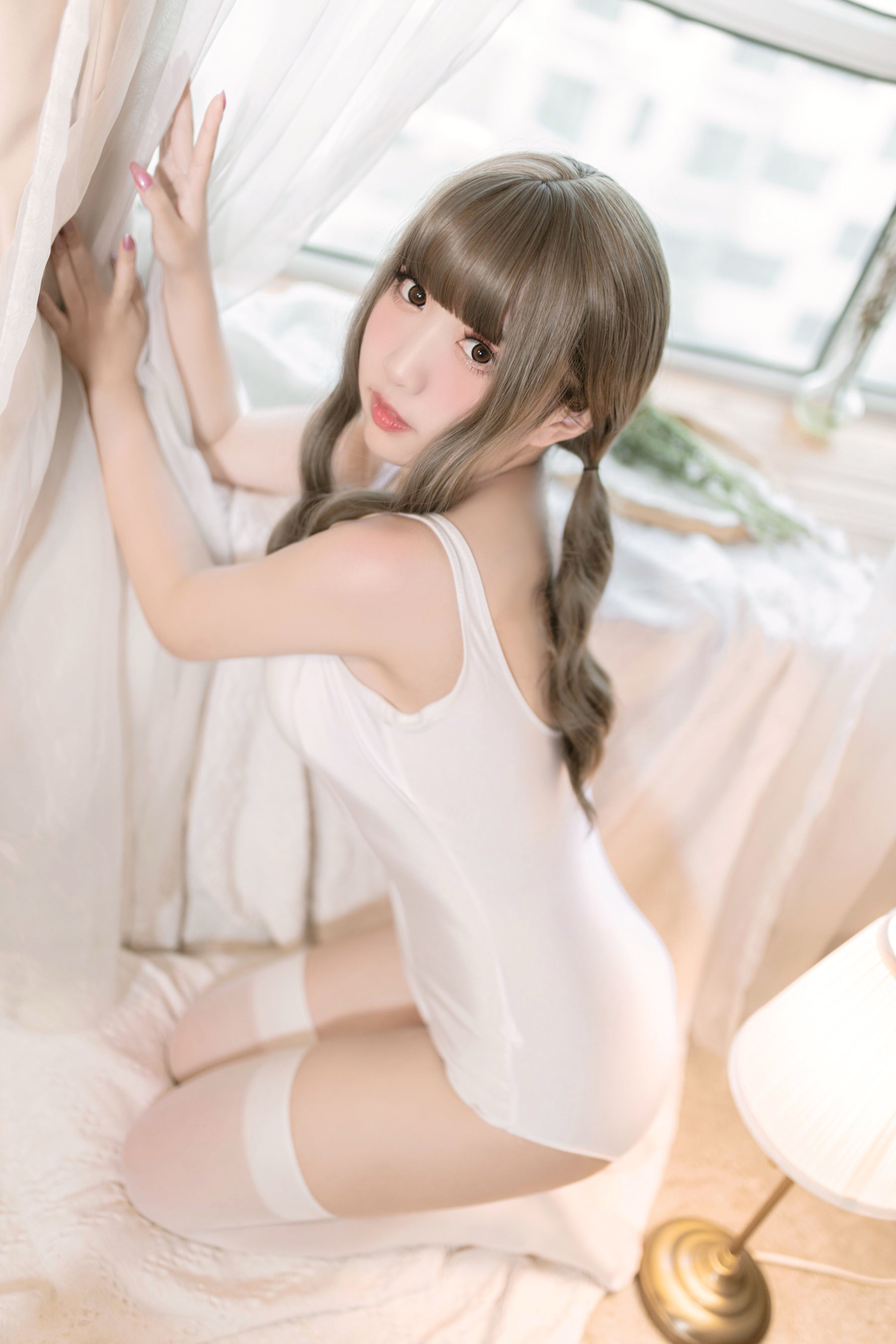 Cosplay Benefits] Anime Blogger Nekota Seina Nana - White School Swimsuit