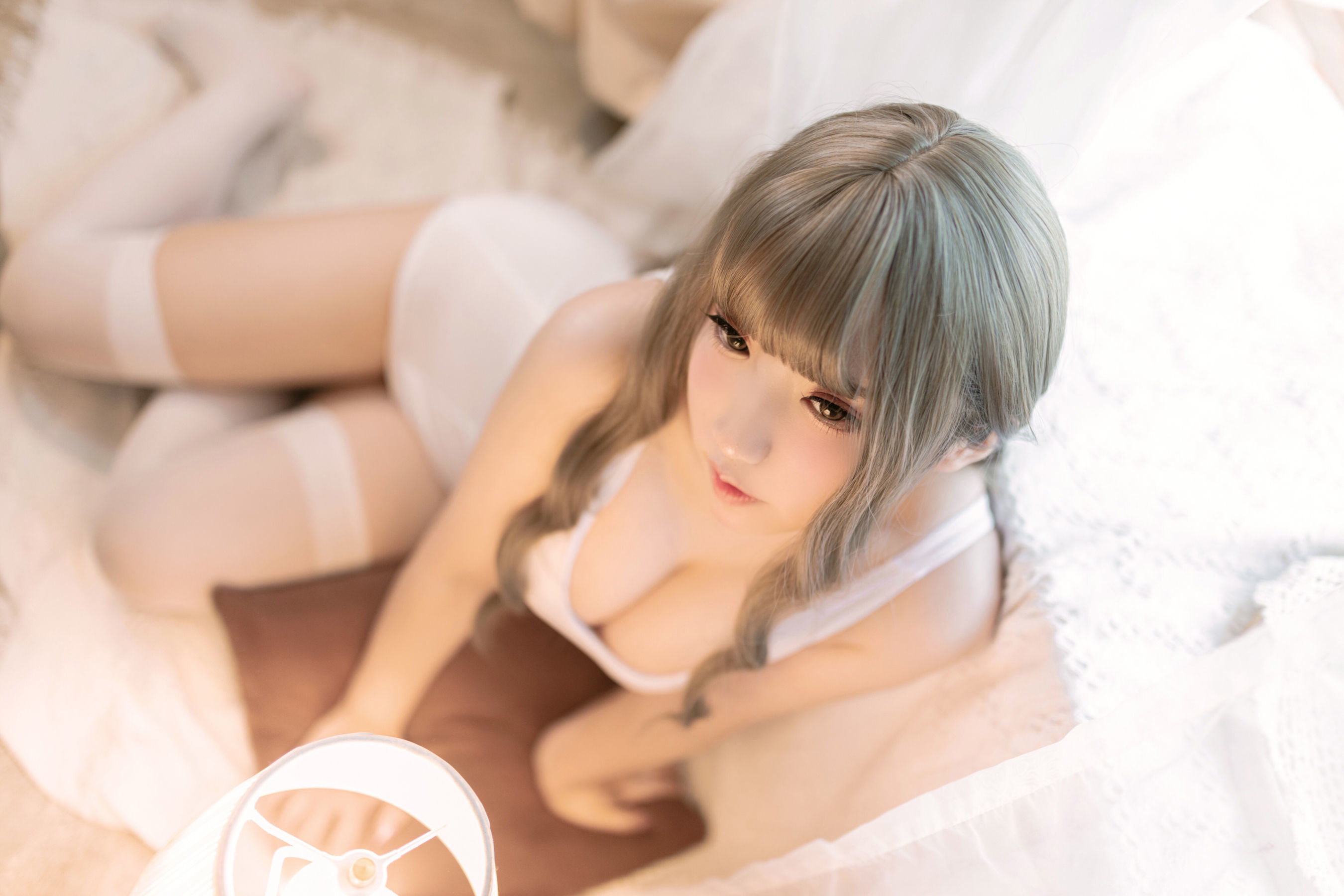 Cosplay Benefits] Anime Blogger Nekota Seina Nana - White School Swimsuit