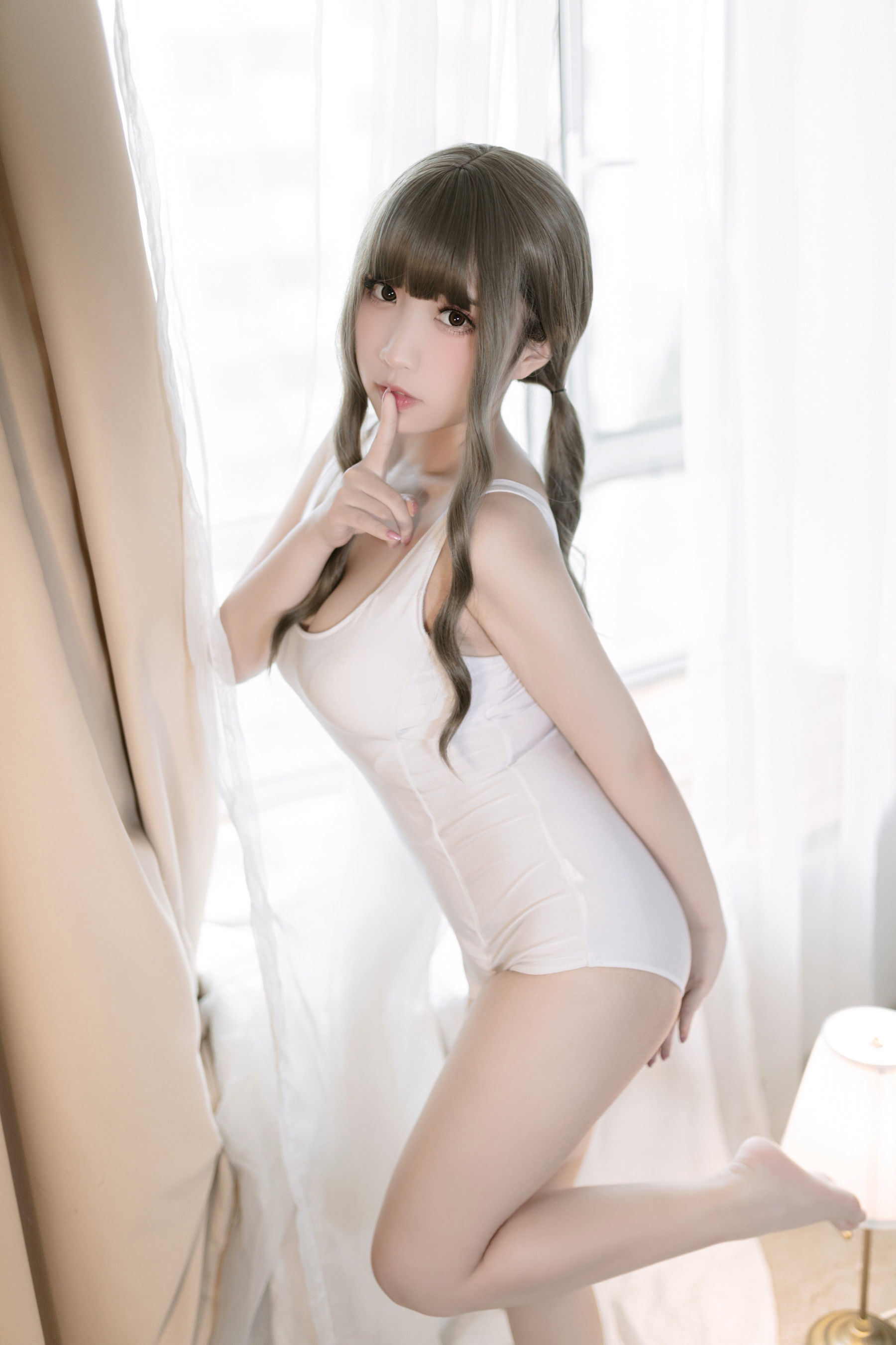 Cosplay Benefits] Anime Blogger Nekota Seina Nana - White School Swimsuit