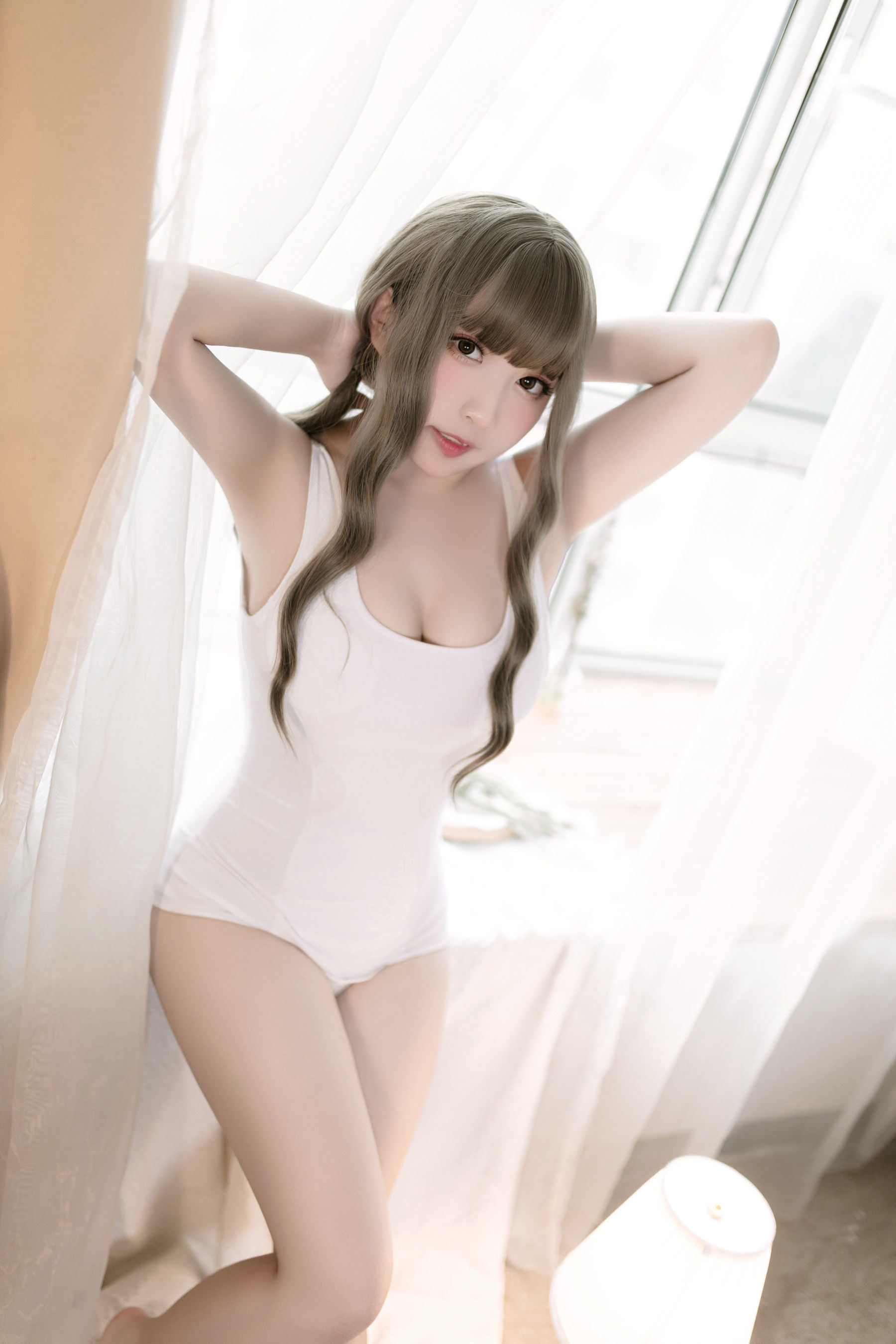 Cosplay Benefits] Anime Blogger Nekota Seina Nana - White School Swimsuit