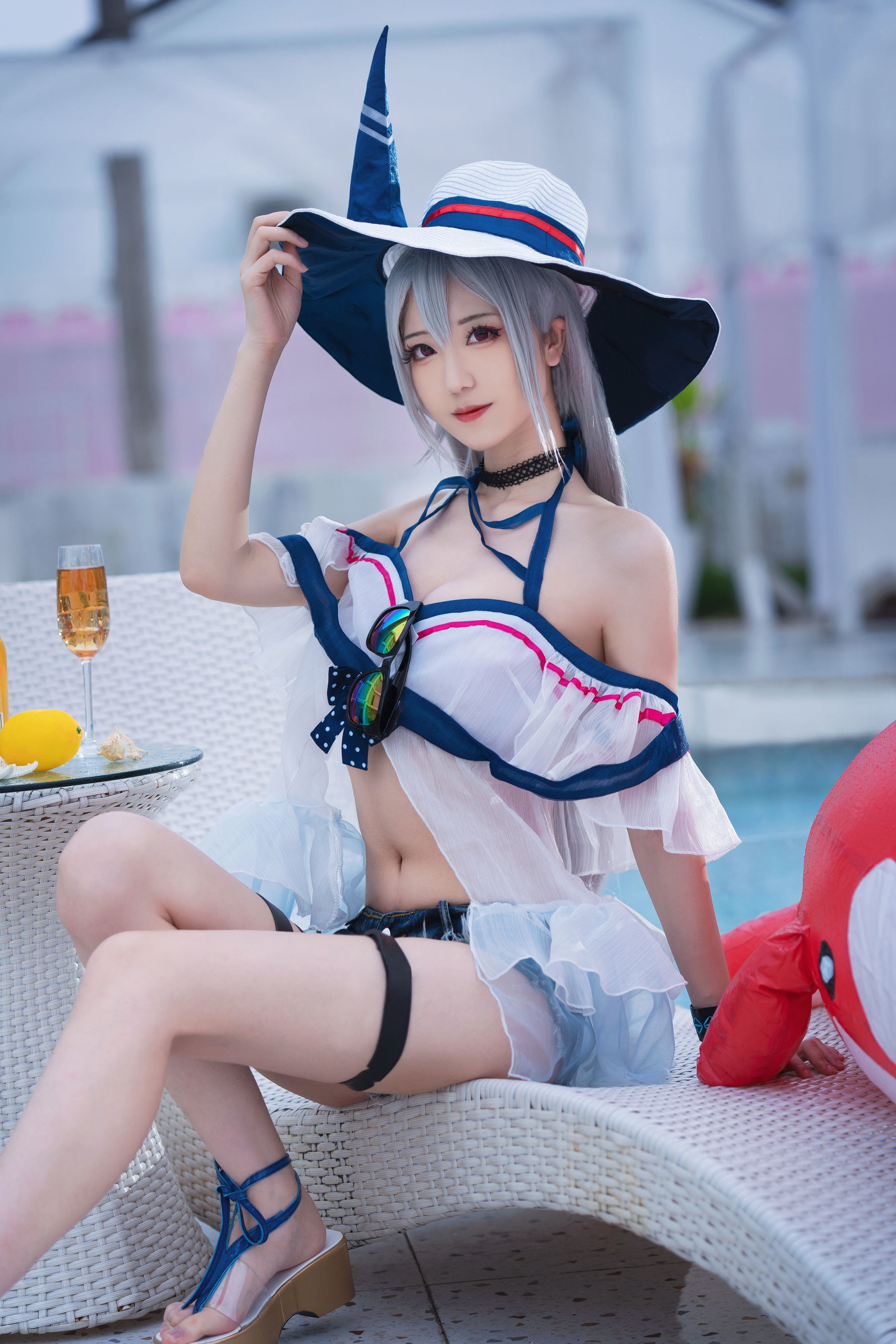 COS福利] 小姐姐彌音音ww - 明日方舟 斯卡蒂泳裝
