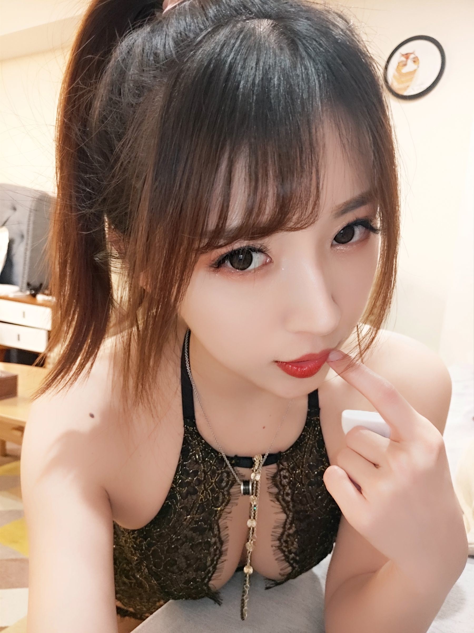 COS Phúc Lợi] Đấu Ngư Chủ Bá Tiểu Nữ Phù Thủy Luna - Tất Dài Ren Lấp Lánh Kim Cương Màu Đen