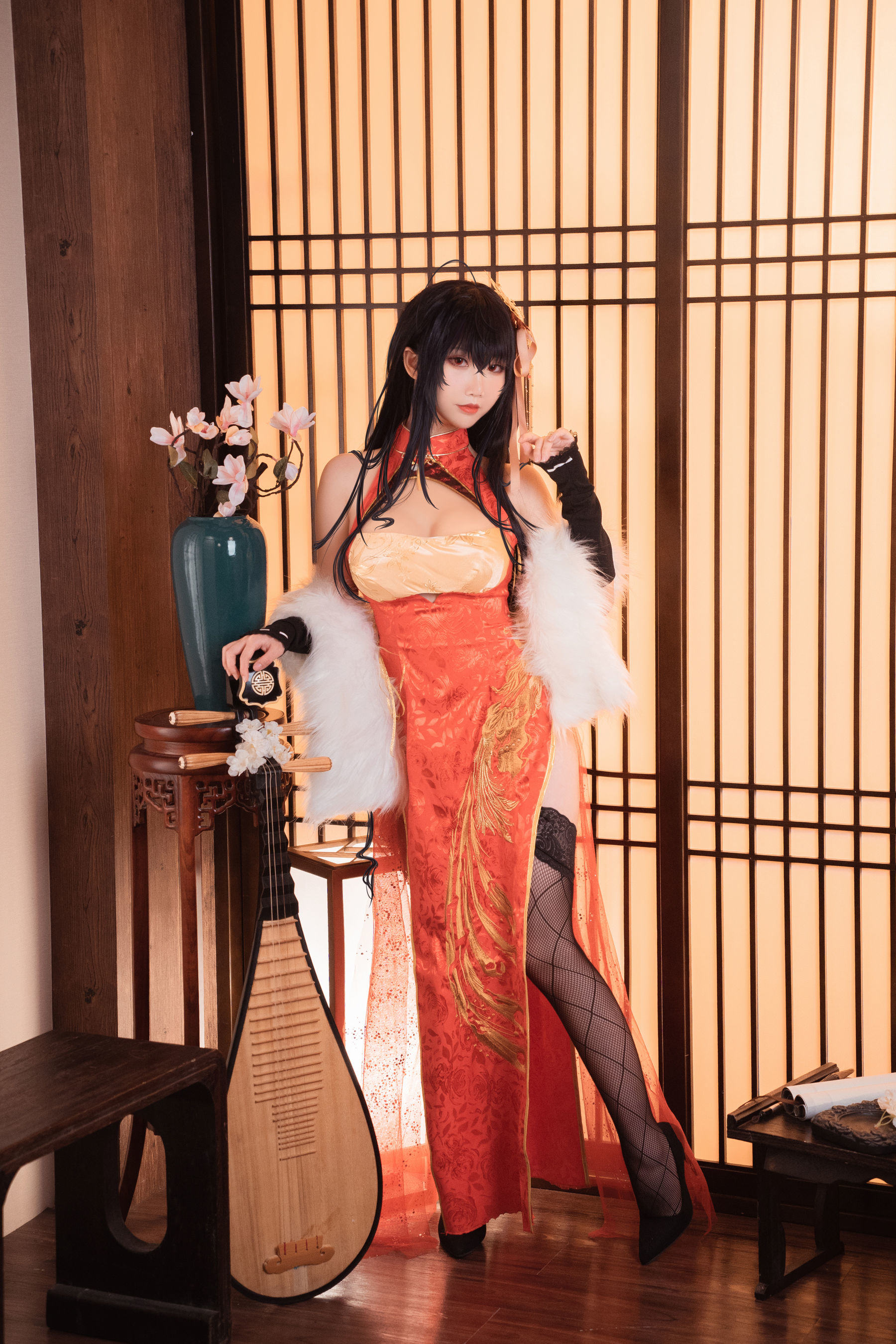 COS Welfare] Cute Popular Coser Mian Bing Xian Er - Da Feng Qipao