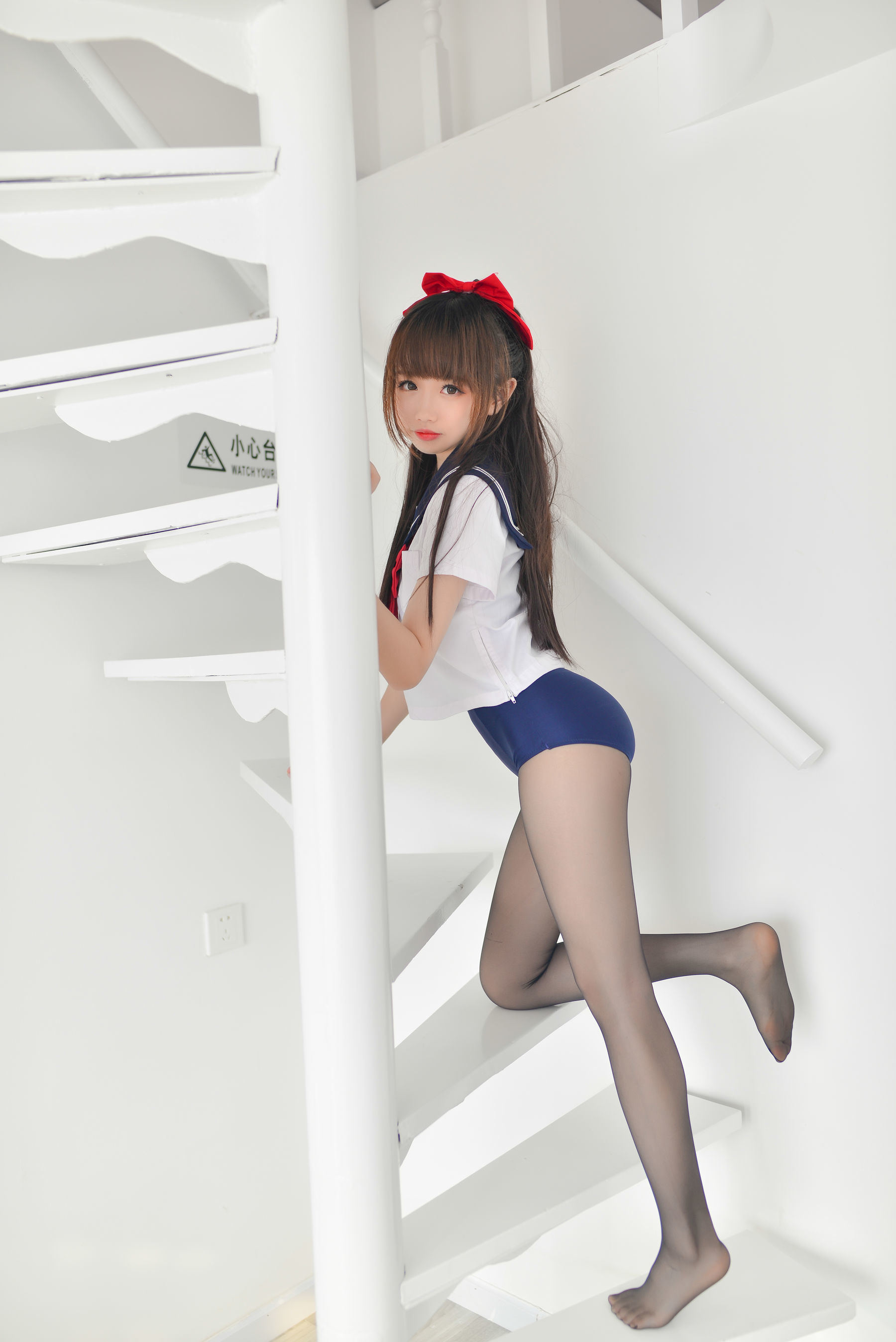 COS Welfare] Cosplay Miss Xue Qi - Black Stockings JK School Swimsuit