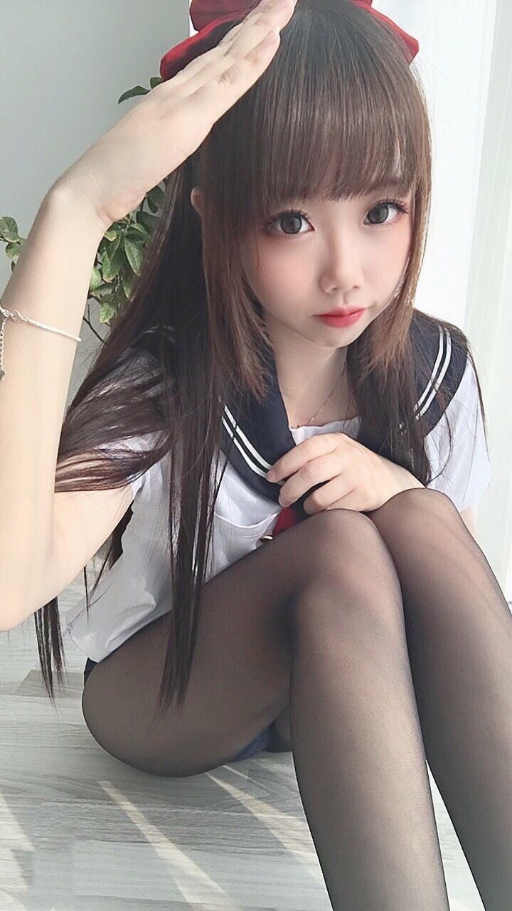 コスプレ福利] コスお姉さん雪琪 - 黒ストッキングJKスクール水着