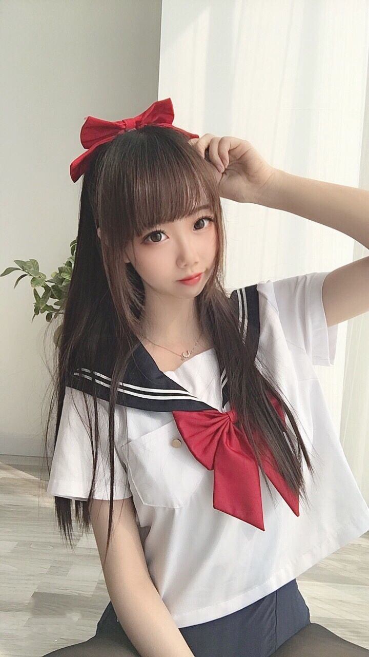 コスプレ福利] コスお姉さん雪琪 - 黒ストッキングJKスクール水着