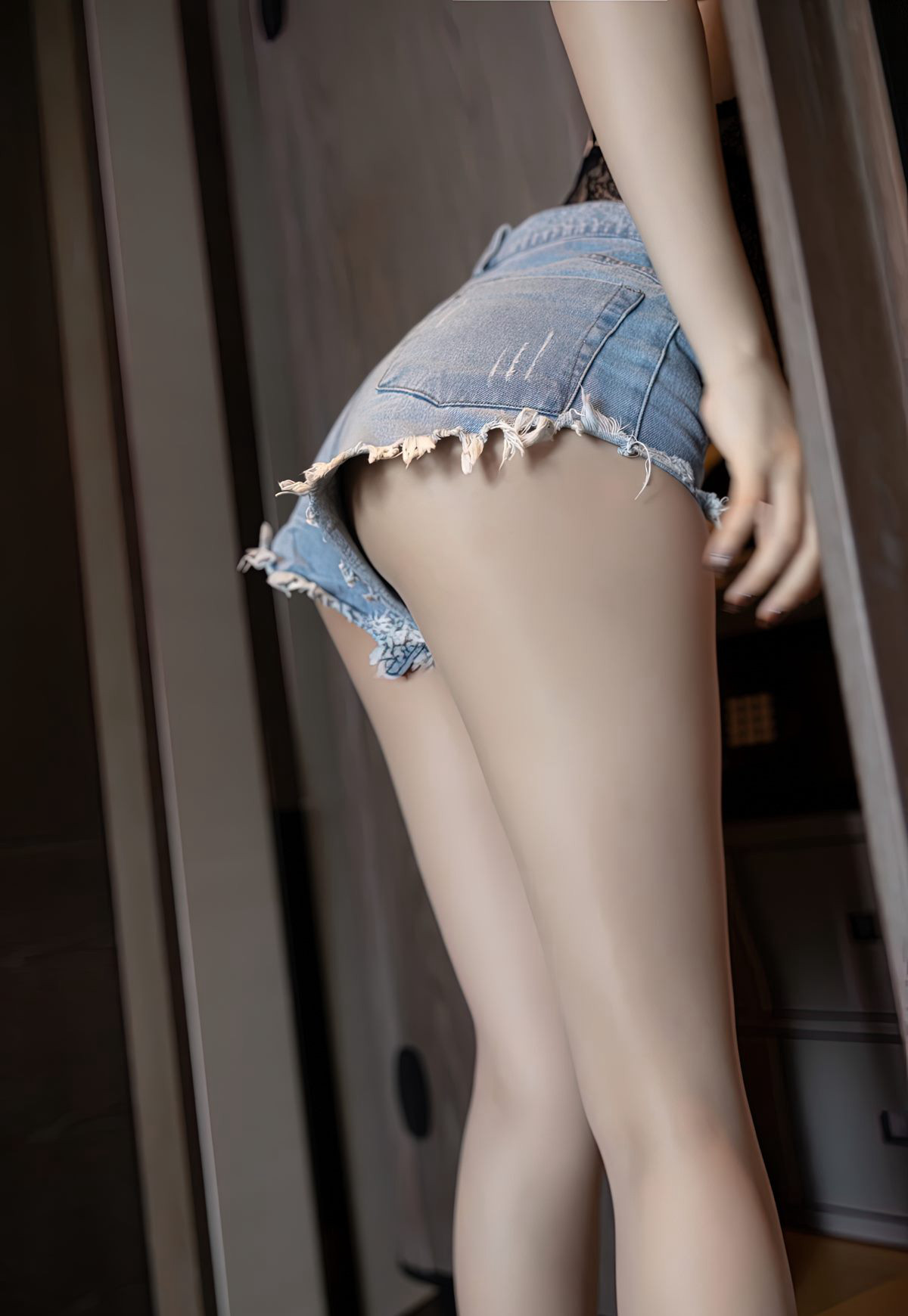 Zhi Zhi Booty Perfect Perky Buttocks Flesh Silk No Underwear Sexy Lace Lingerie Stockings Jade Feet